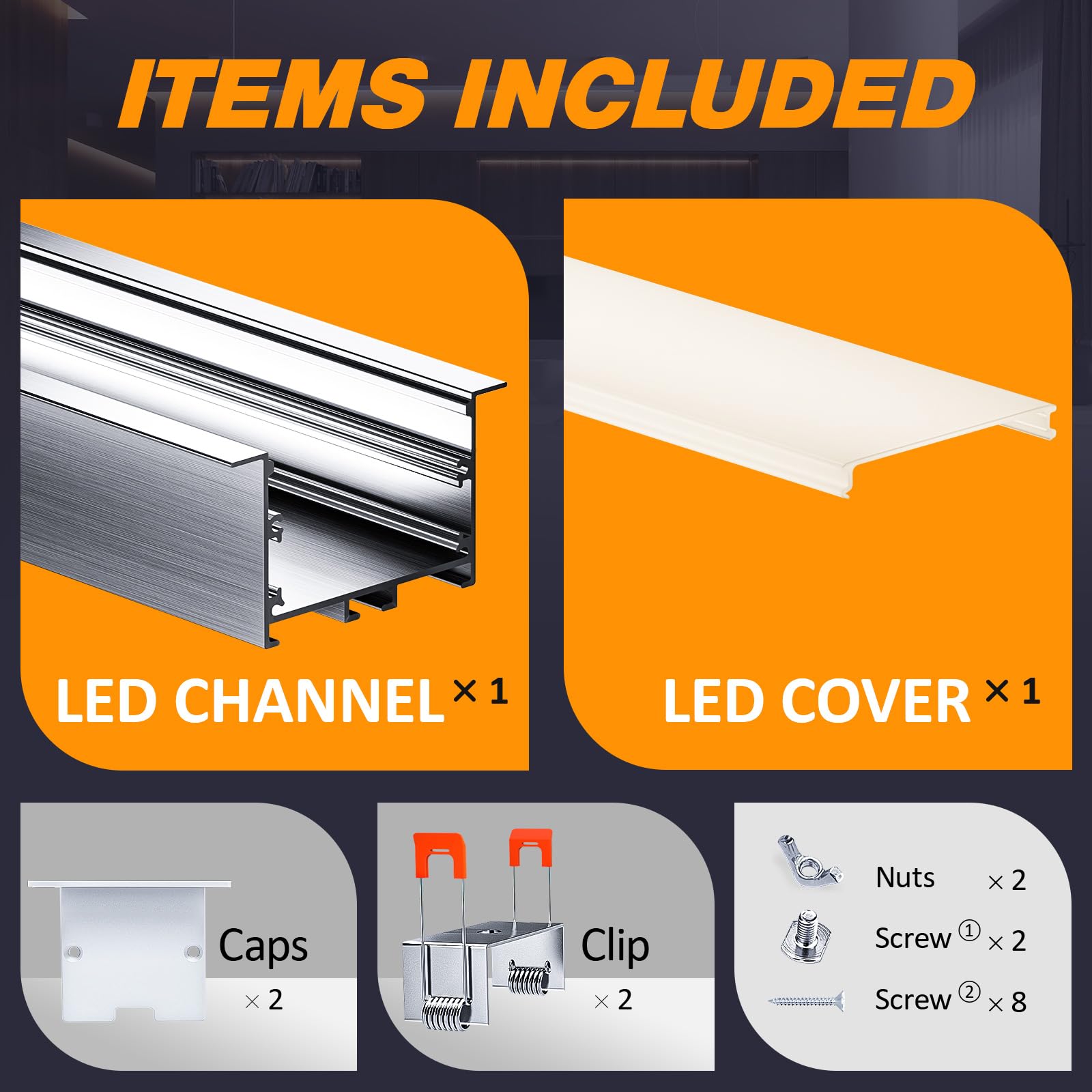 Aluminiowy profil LED do taśm LED 20 x 2 m (łącznie 40 M) Kanały LED w kształcie litery U z dyfuzorem PC i akcesoriami montażowymi do montażu sufitowego lub ściennego