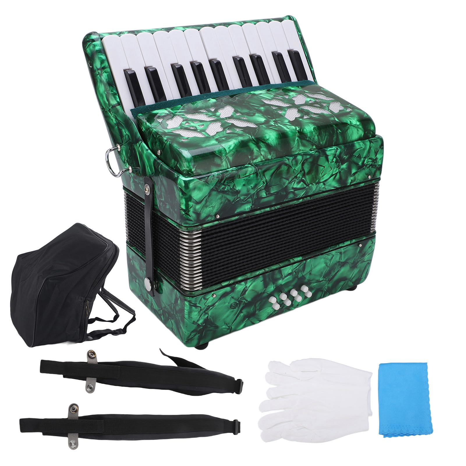 Fisarmonica a 22 Tasti, 8 Bassi, Strumento Musicale in Celluloide, Giocattolo per Spettacoli Home Stage, Eccellente qualità del Suono, Design Standard, Prestazioni Semplici e Flessibili,
