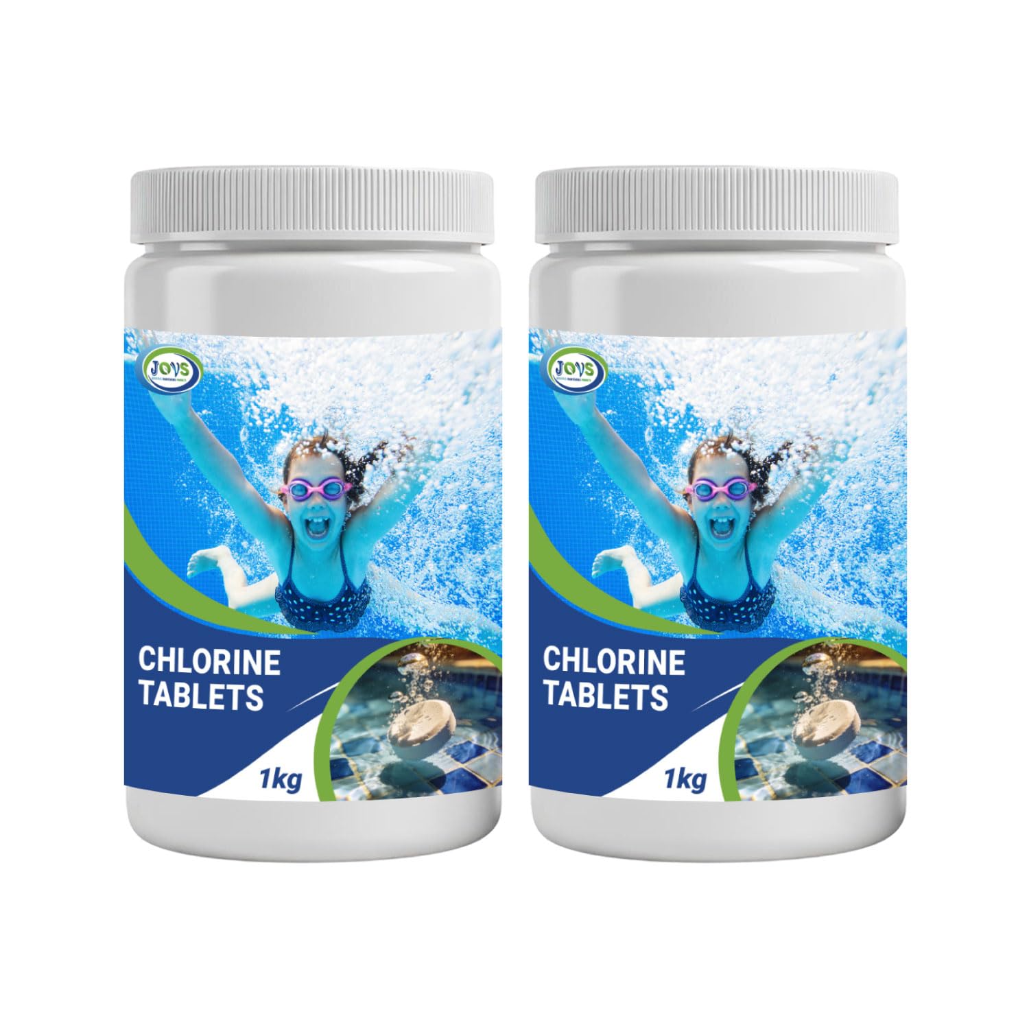 JOVS Chlorine Tablets for Hot Tub2x 1kg, Swimming Pool & Spa | Multifunction Chlorine Tablets | Sterilising Tablets for Spa & Paddling Pool – Crystal Clear Water Treatment.