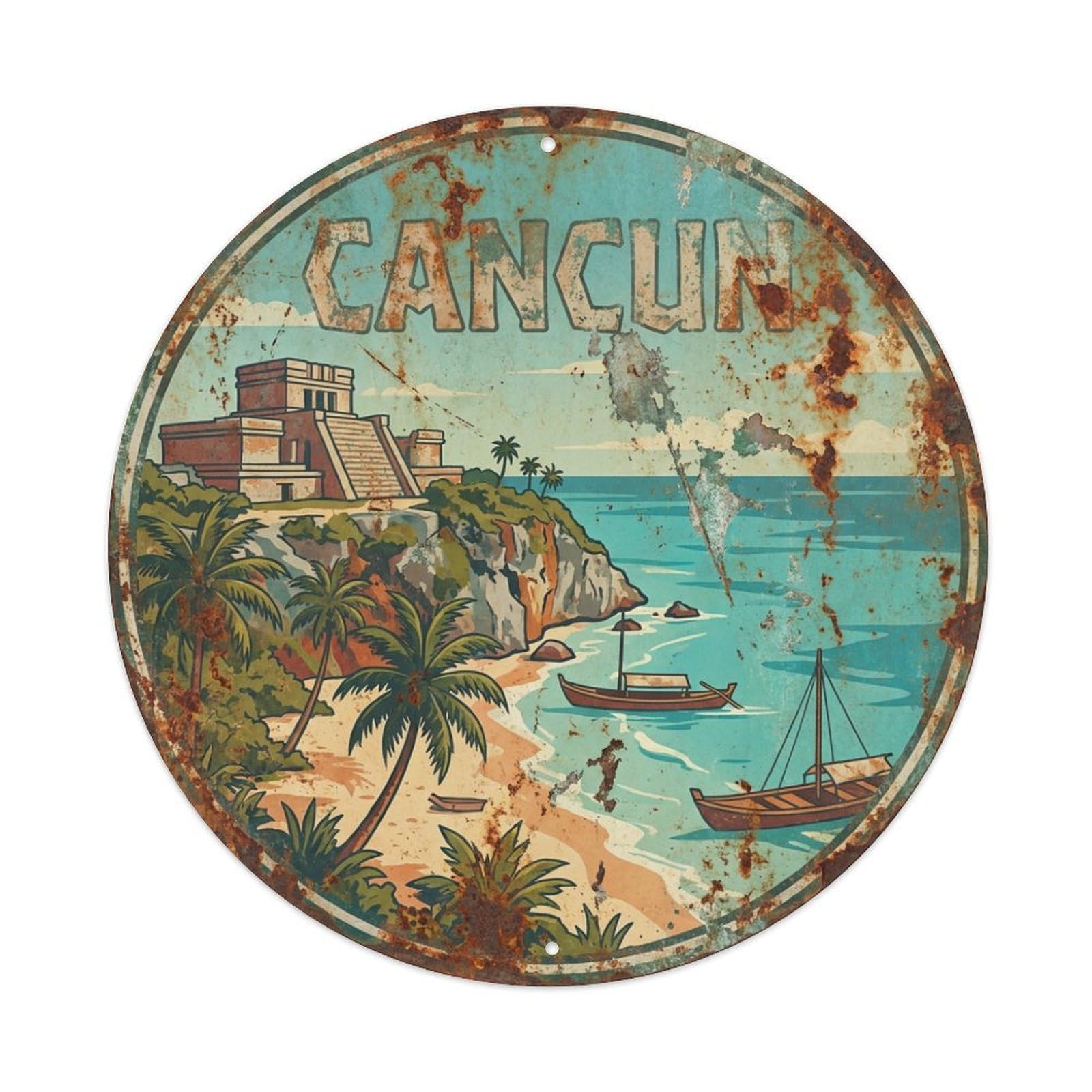 Travel Retro Mexico Cancun Metal Tin Sign