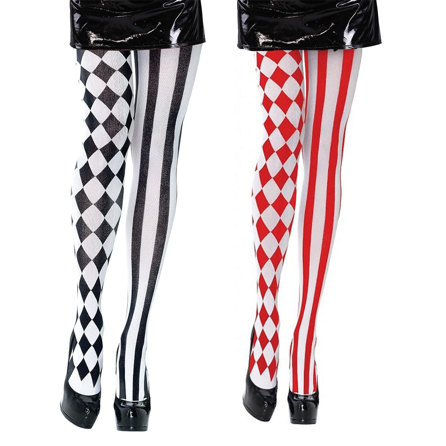 NAUZE 2 Pairs Full-Foot Striped Stockings Clown Socks Ladies Adult Clown Tights Stockings Cosplay Costume Circus Party Costume
