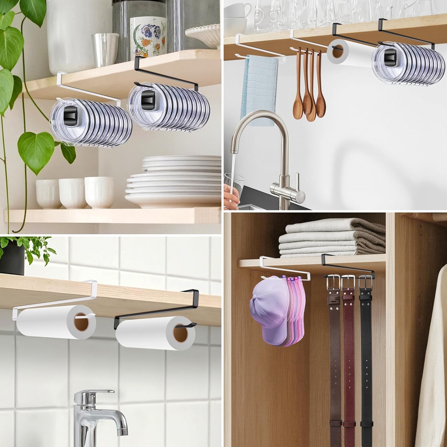 2 Pack Tumbler Lid Organizer for Water Bottle Cup and Mason Jar Storage - Space Saving Kitchen Coffee Cups Organizers Holds 24 Lids, No-Tool Corner Cabinet Rack, No Drill Needed, (Black) - Image 7