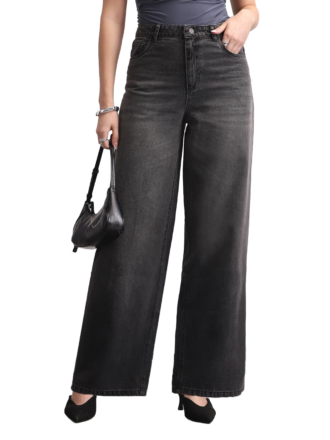 urbano fashion Women's High Rise Loose Baggy Fit Washed Jeans Non-Stretchable-picture-56