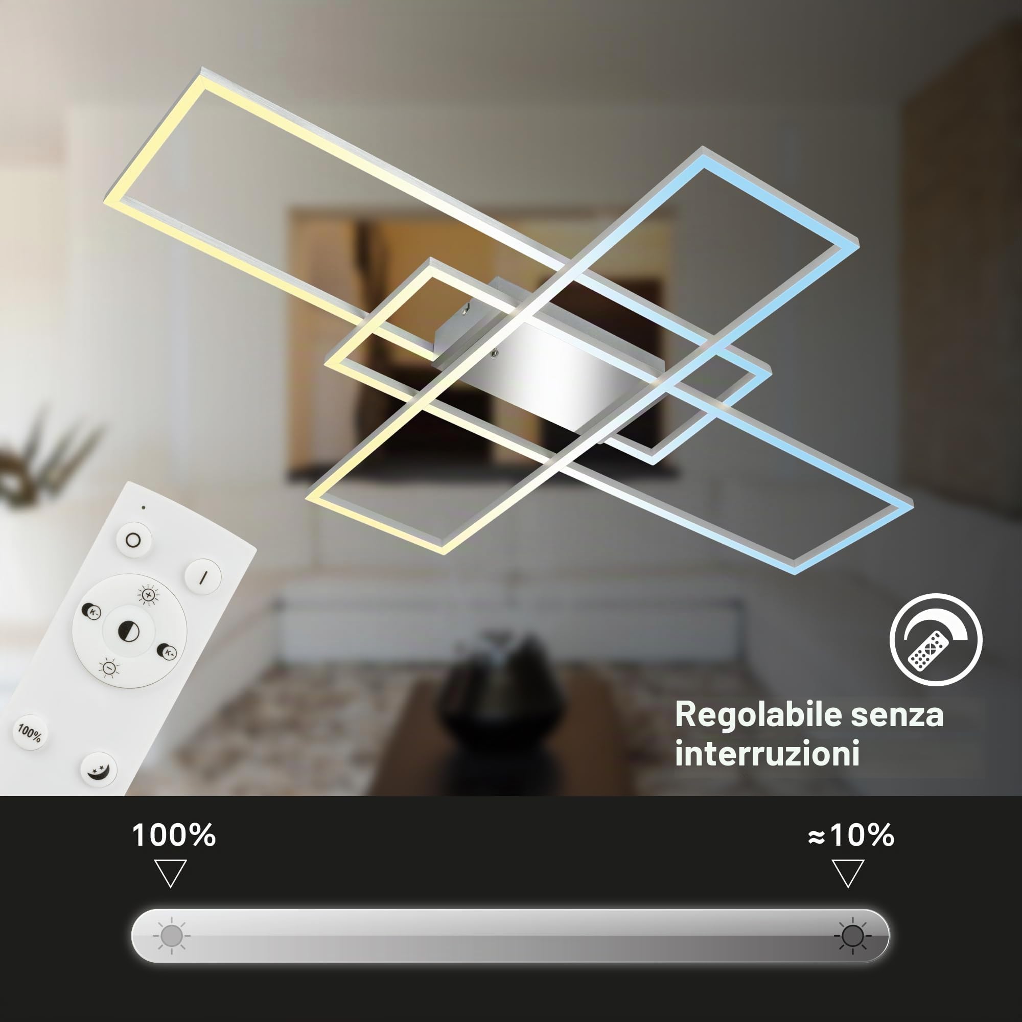 BRILONER - Lampada da soffitto a LED con telecomando, dimmerabile, regolabile da bianco caldo a bianco freddo, lampada a LED, lampada da soffitto, lampada da soggiorno, camera da letto, lampada da