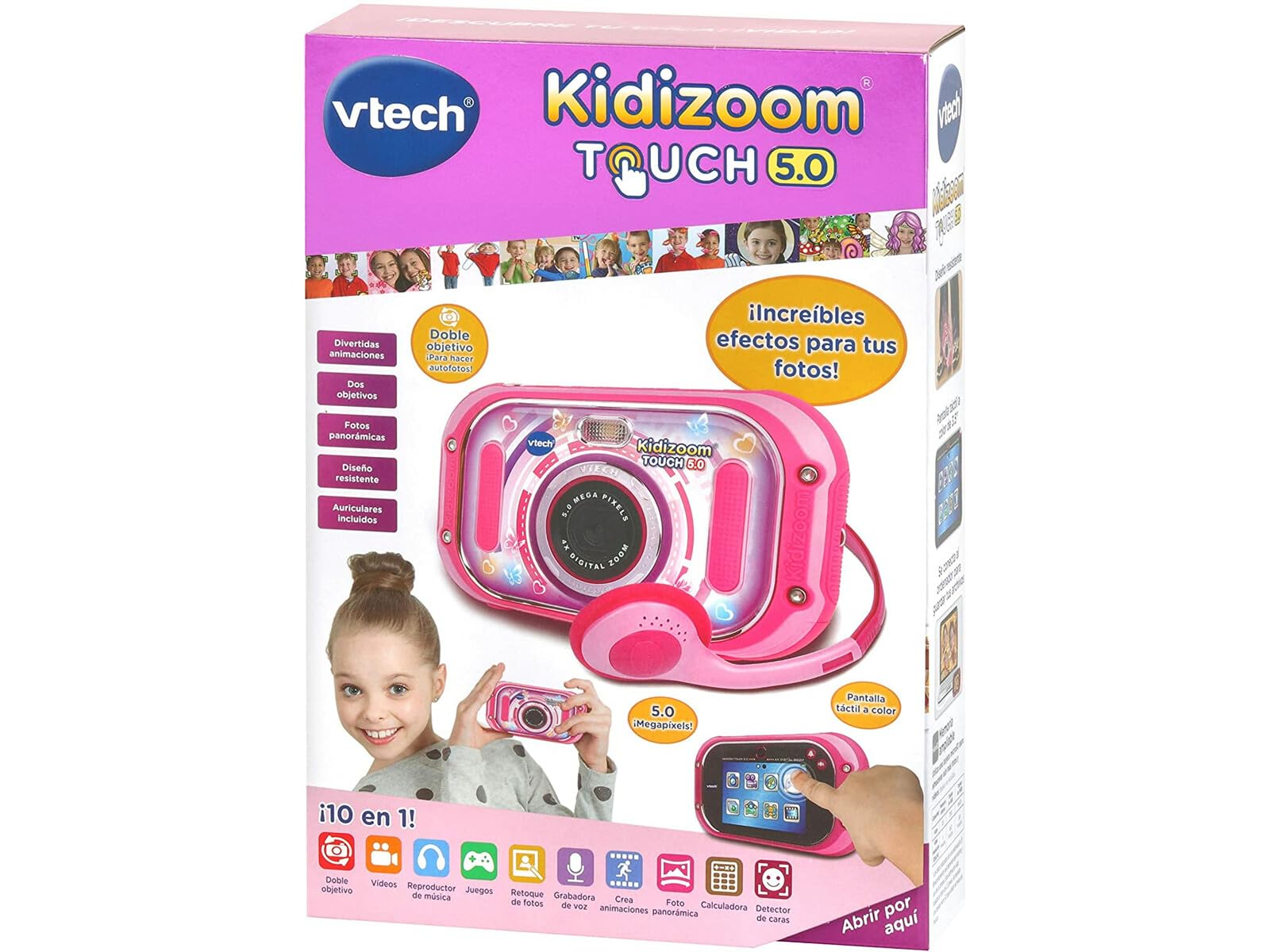 VTech Kidizoom Touch 5.0 Cámara de Fotos Digital Infantil Color Rosa versión española (80-163557)