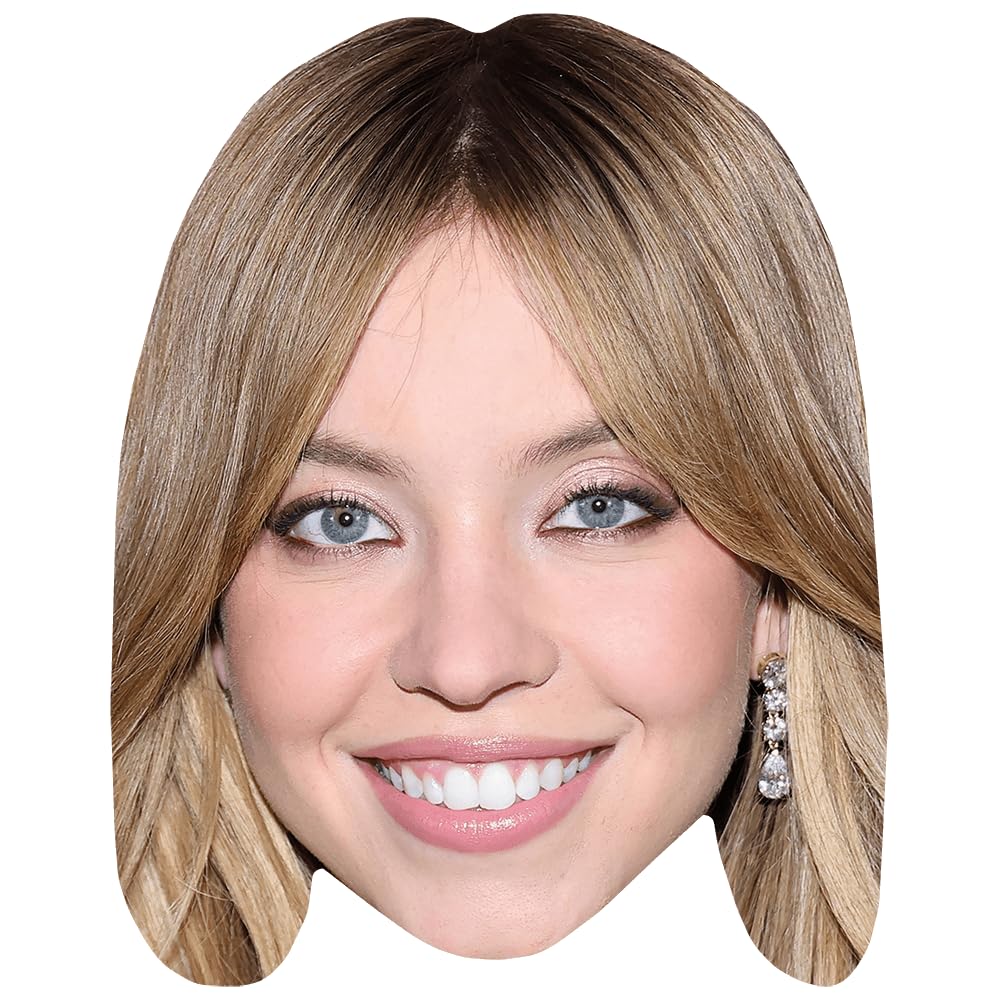 Celebrity Cutouts Lifelike Sydney Sweeney (Smile) Celebrity Mask, Flat Card Face, Fancy Dress Mask