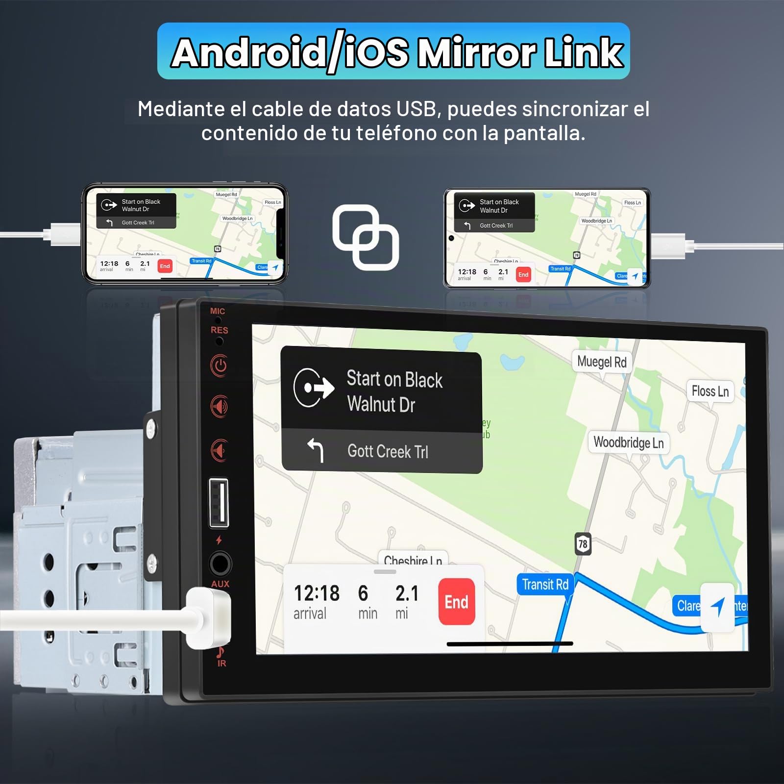 Inefala 1 DIN Radio Carplay con Mic+Cámara Trasera+Mandos a Distancia, 7 Pulgadas Pantalla Táctil Radio de Coche Bluetooth con Android Auto Mirror Link FM Radio USB SWC
