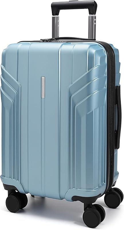 BAGSMART Expandable Carry On Luggage 22x14x9 Airline Approved, Airy Blue | Spinner Wheels, TSA Lock, Lightweight Hard Shell, Suitcase,22x14x9 Airline Approved,