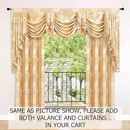 Miniatura 2 de ELKCA - Cenefa de cascada de tejido jacquard para dormitorio, cenefa de cortina de lujo para sala de estar