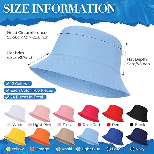 Miniatura 2 de Zhanmai Paquete de 24 sombreros de pescador para mujer, sombreros de verano para viajes a la playa, sombreros de pesca al aire libre, unisex, gorro