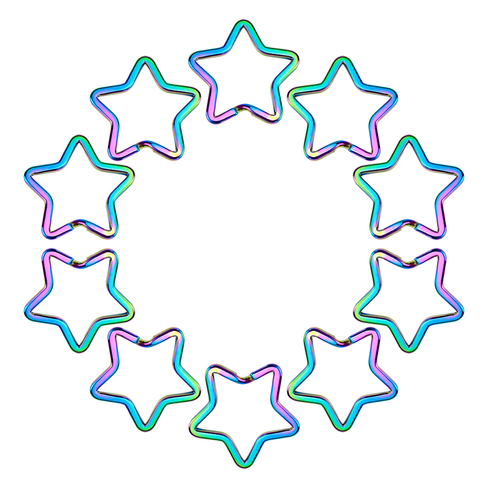 MeprotalMeprotal 10pcs Key Chains Rings, Star Shape Rainbow Keyrings Split Ring 29mm for Keychains Purse Handbag Jewelry Making