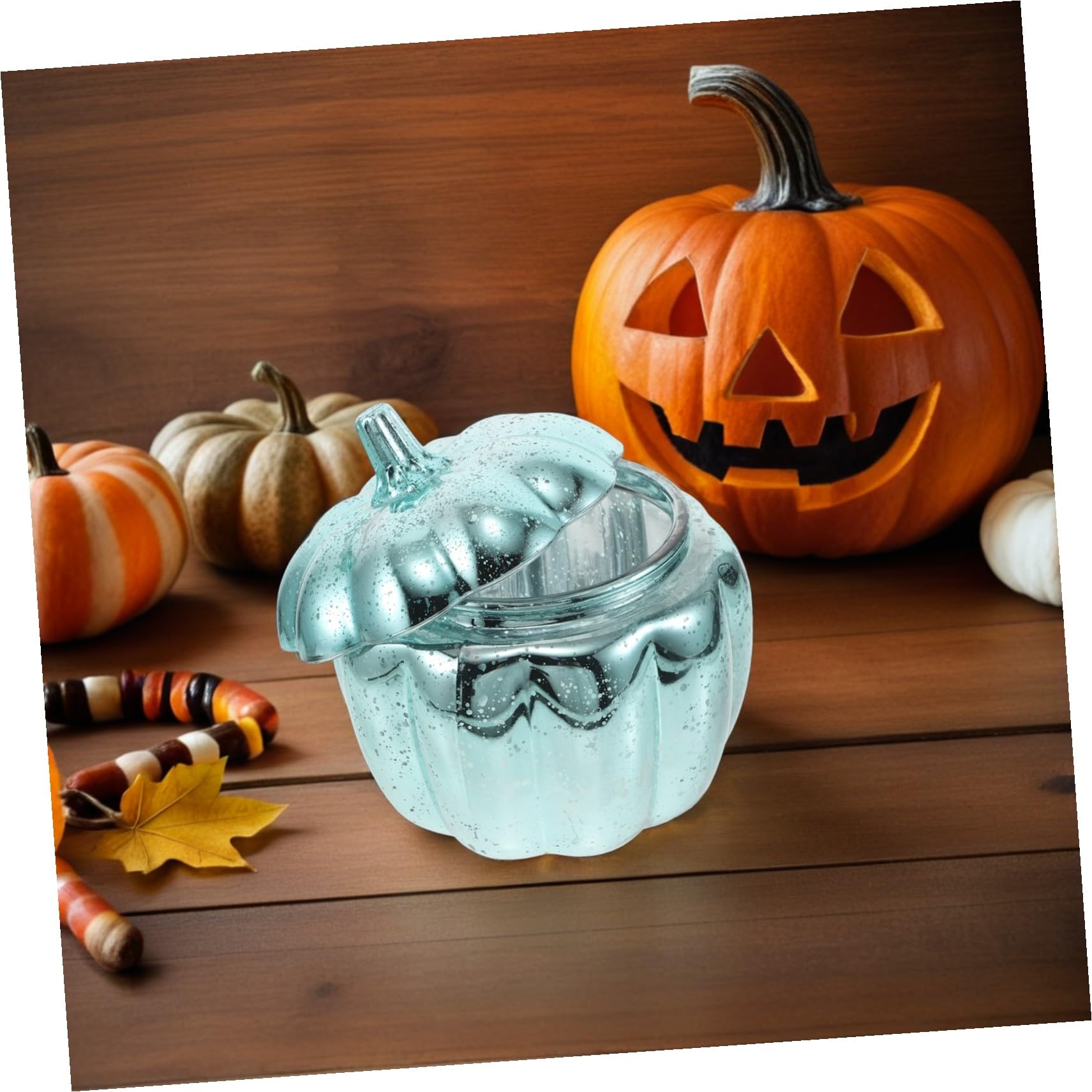 ULTECHNOVO Kürbisförmiges Glas mit Deckel für Snacks und Gewürze Aufbewahrungsglas im Herbstdesign für Küche und Dekoration