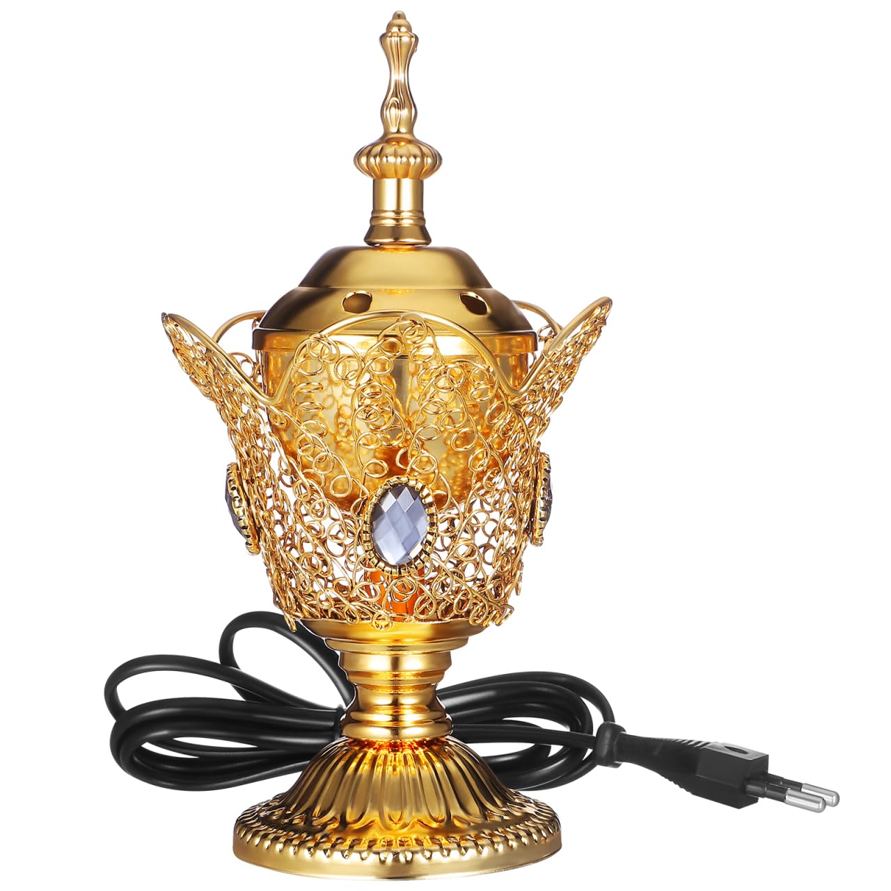 Toyvian Bruciatore di incenso elettrico in metallo per chiese del Medio Oriente, bruciatore di incenso vintage (spina europea)