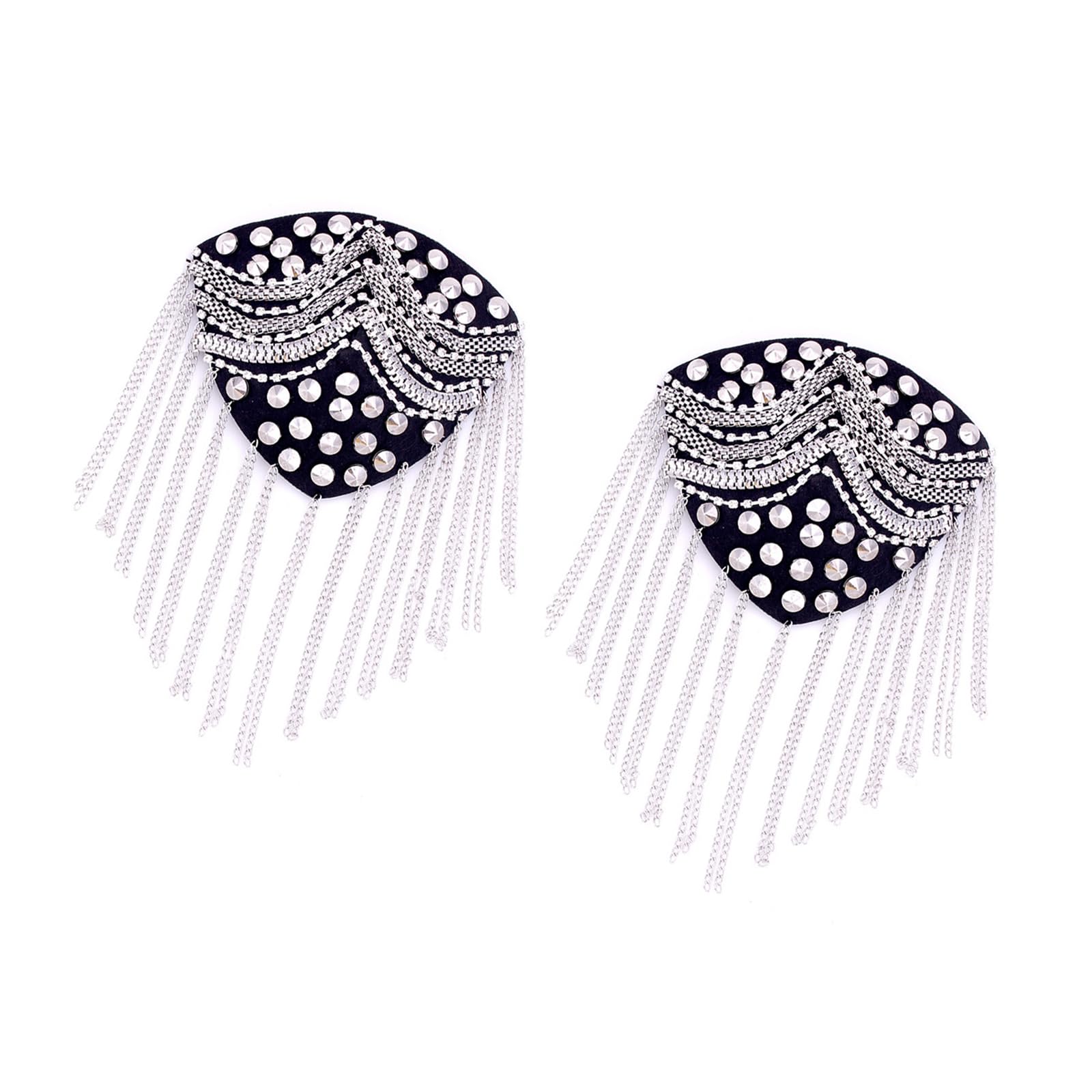 HDOYTXXM Rhinestones Shoulder Embellishments Metal Fringes Tassels for Costumes Designs Projects Elegant Shoulder Decoration