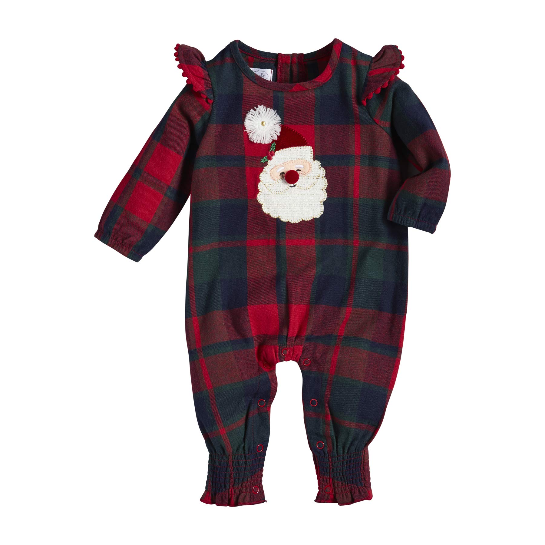 Mud Pie Baby Girls' Santa Applique One Piece, Red, 9-12 Months