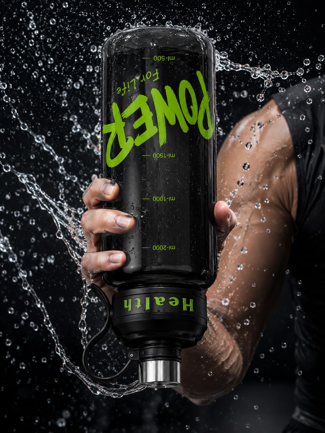 Delzon 2 Liter Large Capacity Leakproof Water Bottle, l Capacity BPA-Free Sports Water Bottle for Gym Yoga - (Black) 4