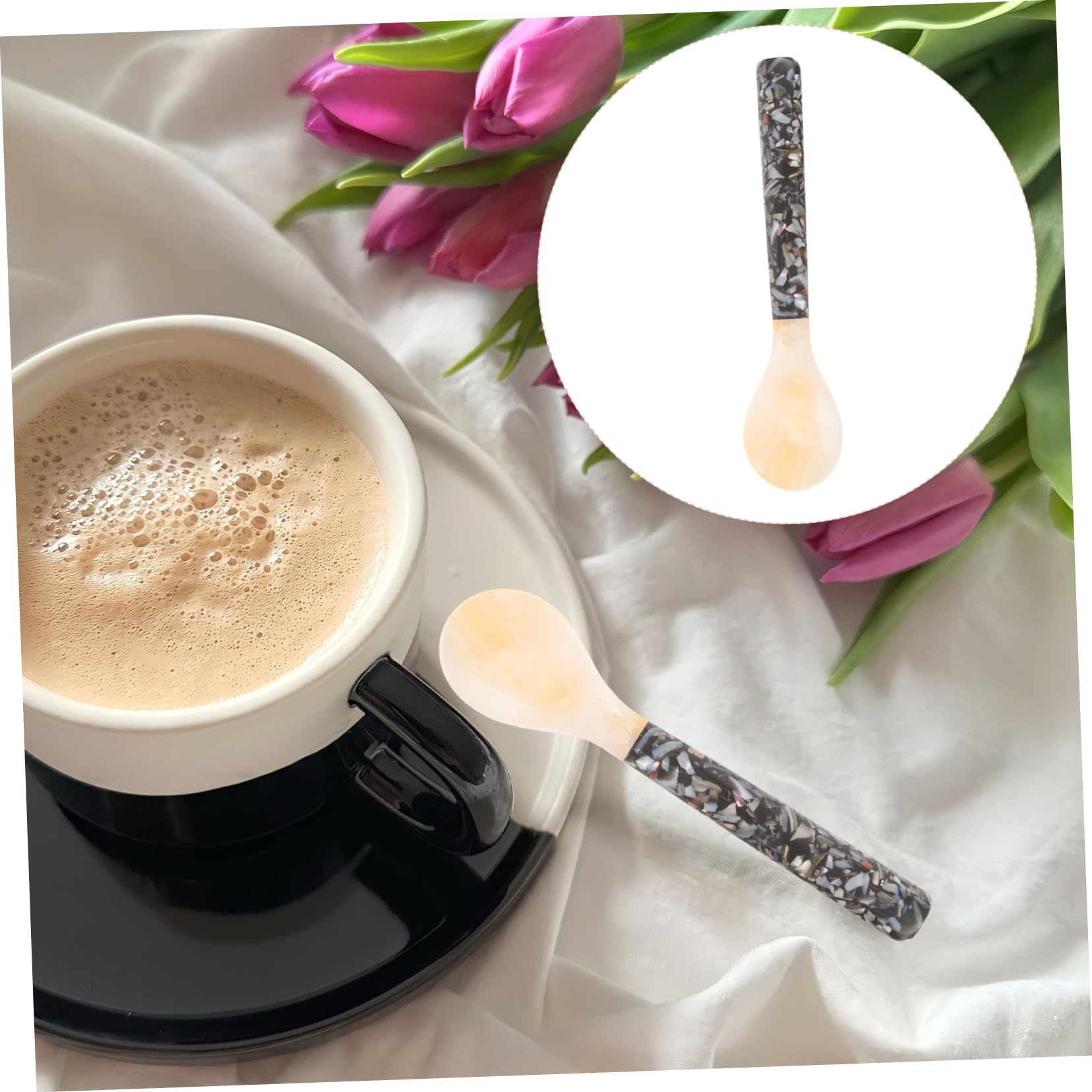 Garneck Natural Shell Spoon for Ice Cream Mom's Mini Dessert Spoons Small Decorative Tableware for Restaurant Home