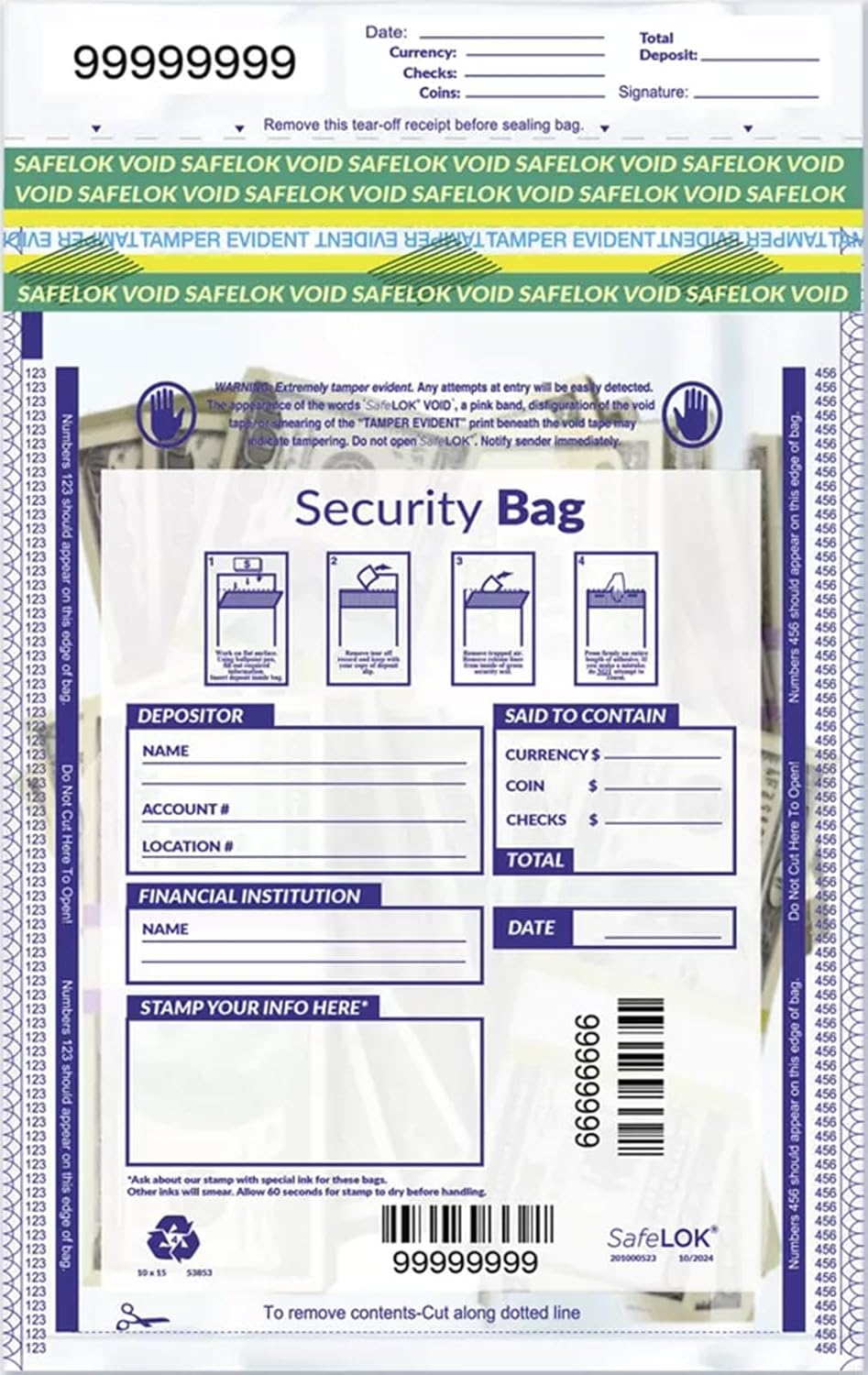 ALL CLEAR SINGLE POCKET DEPOSIT BAG 10 X 15, 100 Bags