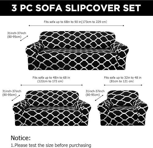Miniatura 2 de Peryiter Juego de 3 fundas de sofá para sala de estar, fundas de muebles para sofá y sofás, funda de sofá biplaza o sillón, protector de muebles,