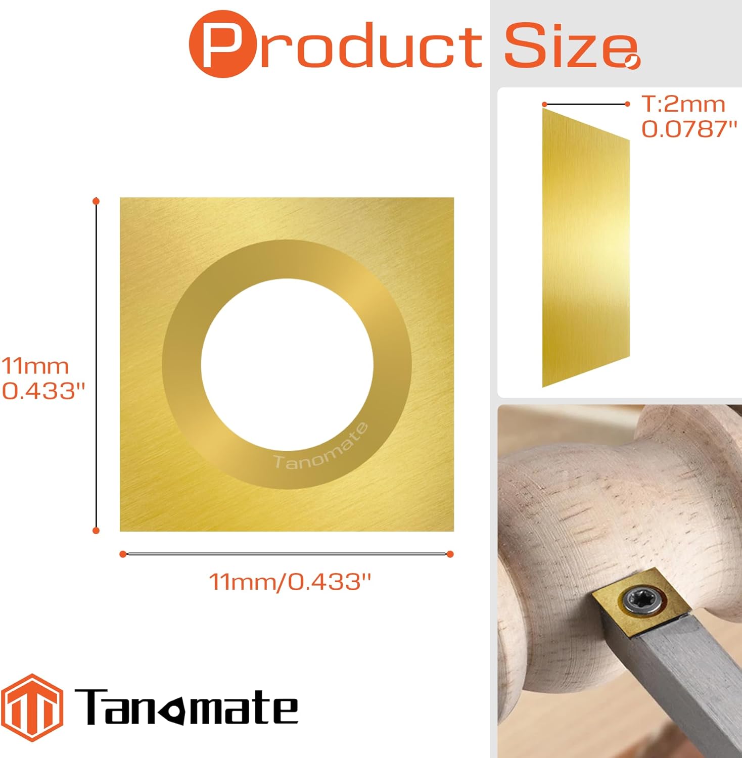Titanium Coated 11mm Square Carbide Insert For Wood Lathe Turning Tool Replacement Insert, Ci2,10 Pcs