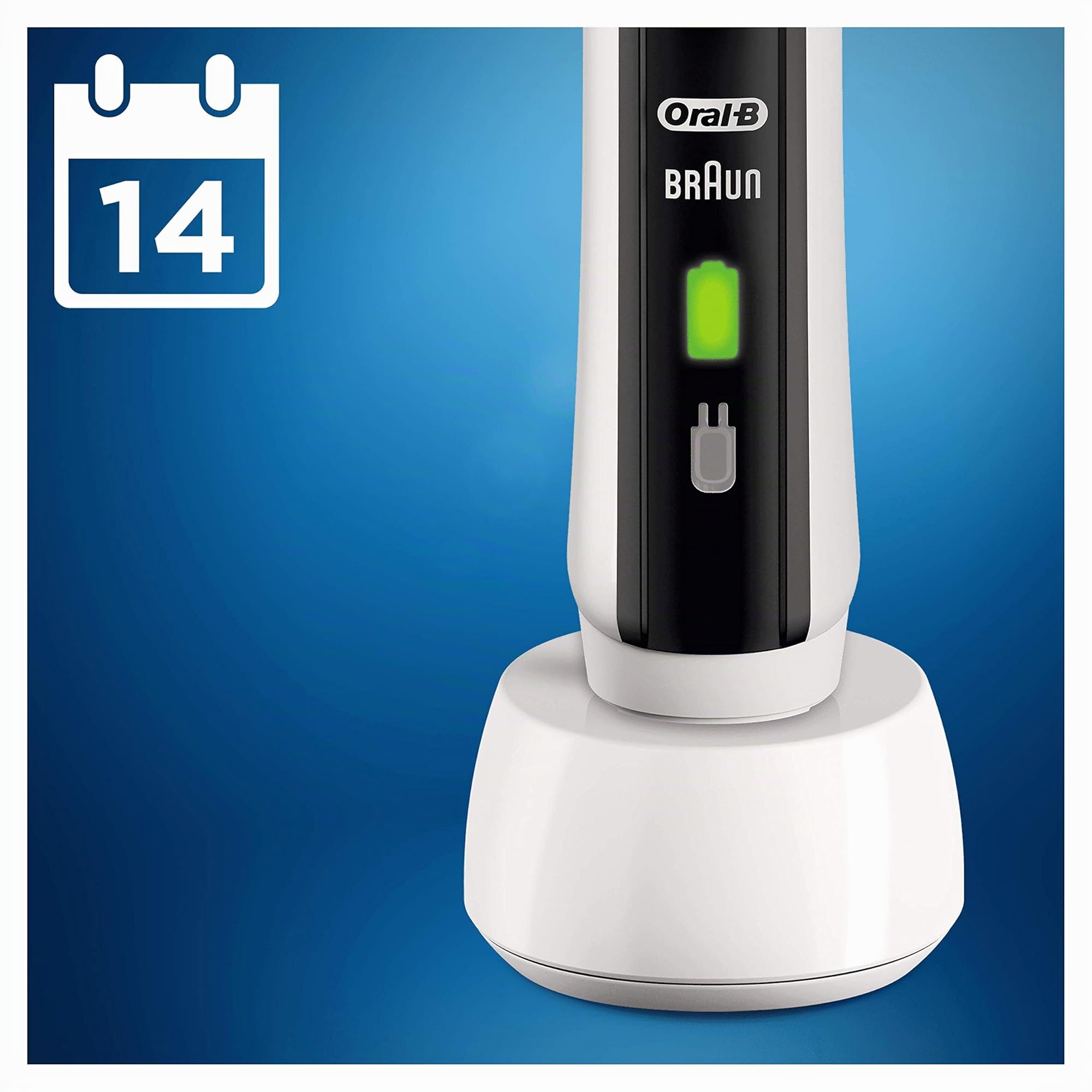 Oral-B Pro 2 2000 Brosse à dents électrique rechargeable, 1 manche noir avec chargeur, 1 tête CrossAction