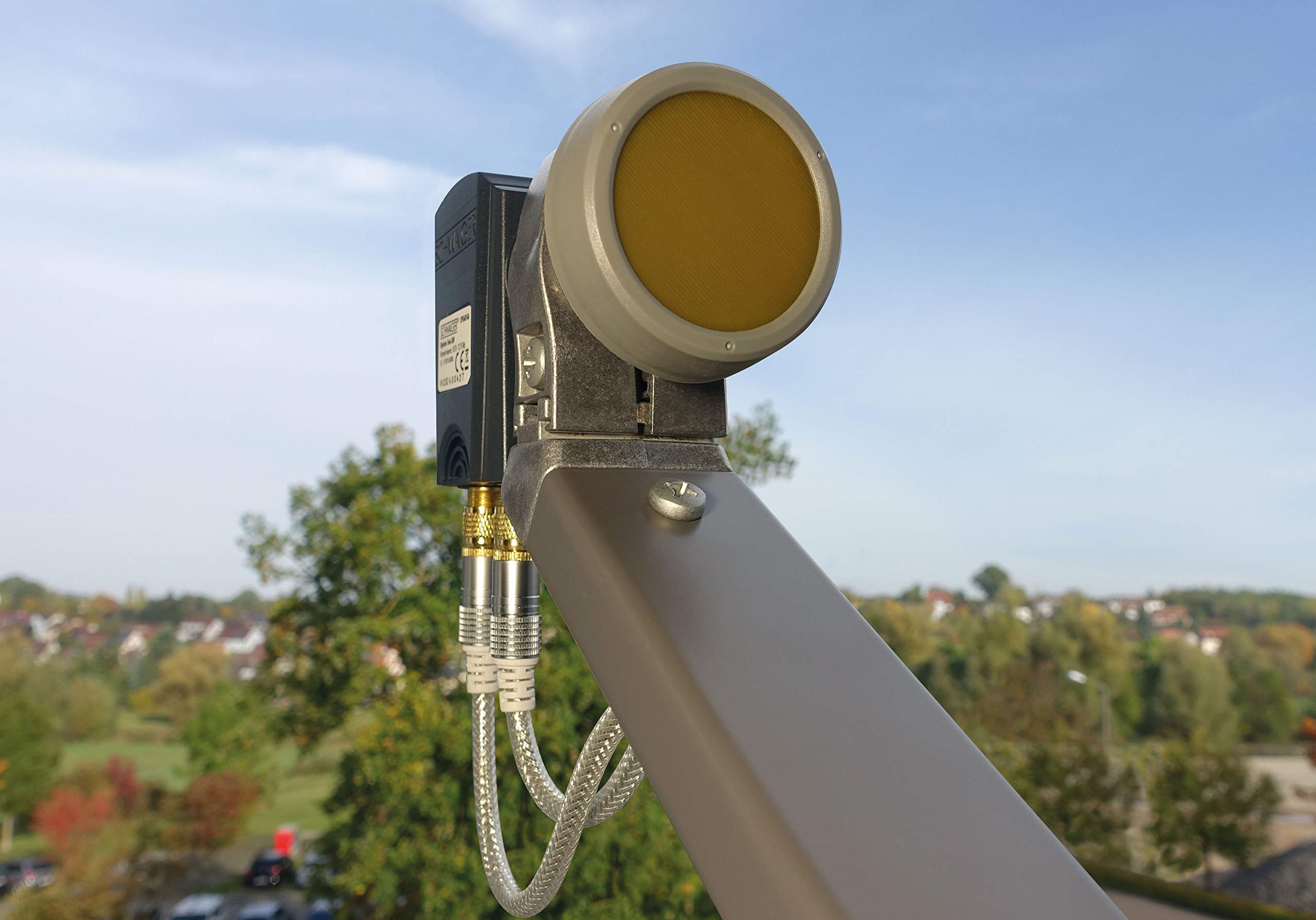 SCHWAIGER 340 Twin LNB Low Noise Blockconverter Sun Protect Tapa LNB Digital Resistente al Calor Accesorios para Antenas parabólicas protección contra la Intemperie contactos Dorados Antracita