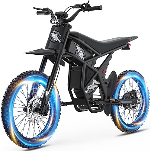 GT73/GT73Pro/GT73mini Electric Dirt Bike for Teens Adults,3000W/2500W Electric Motorcycle with 60V 36AH Battery,50/37MPH E Dirtbike with25/14" Fat Tire Mountain Off-Road E-Bike Hydraulic Brakes