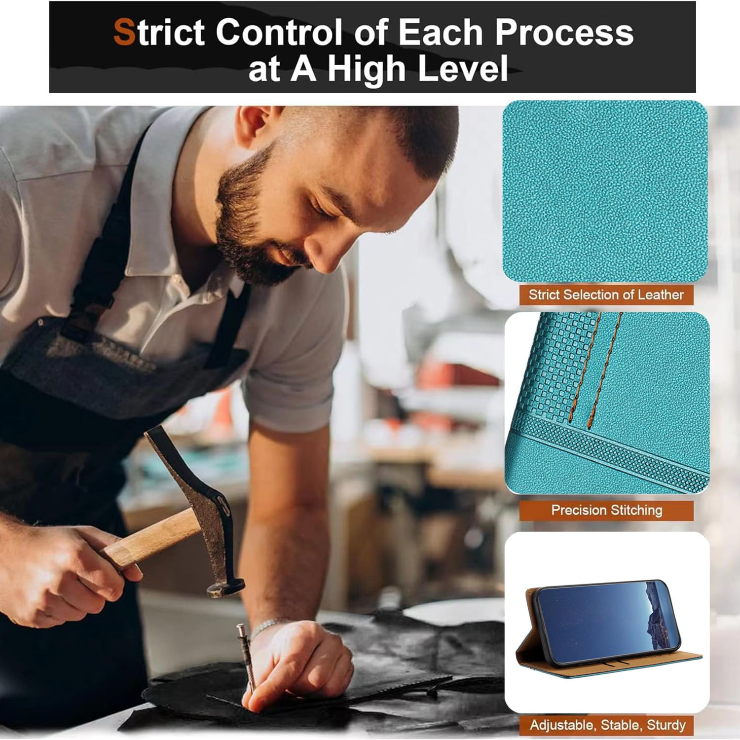 FMPCUON Cover per Motorola Moto E7 Power,Custodia in Pelle Motorola Moto E7 Power Libro,[Bicolore][Chiusura Magnetica] Portafoglio Flip Protettiva Caso,Folio Wallet Protezione Case Shell-Blu