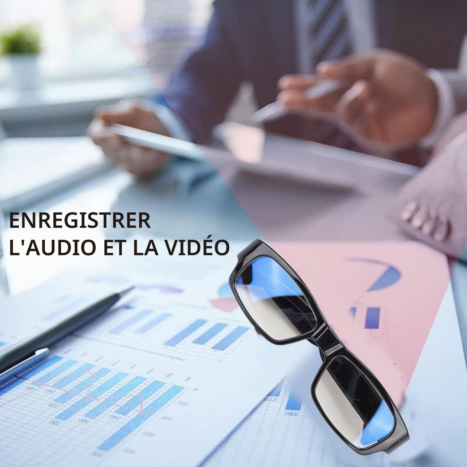 Dpofirs Lunettes de Caméra Intelligentes pour Les Sports d'action, Lunettes D'enregistrement Vidéo HD 1080P, Caméra Audio d'action pour Hommes et Femmes, Cyclisme en Plein Air, Photo et