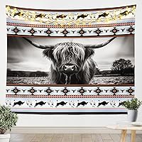 Vista 10 de Tapiz de caballos, tapices aztecas nativos del suroeste, granja, vida silvestre, arte de pared, arte de pared de geometría tribal india