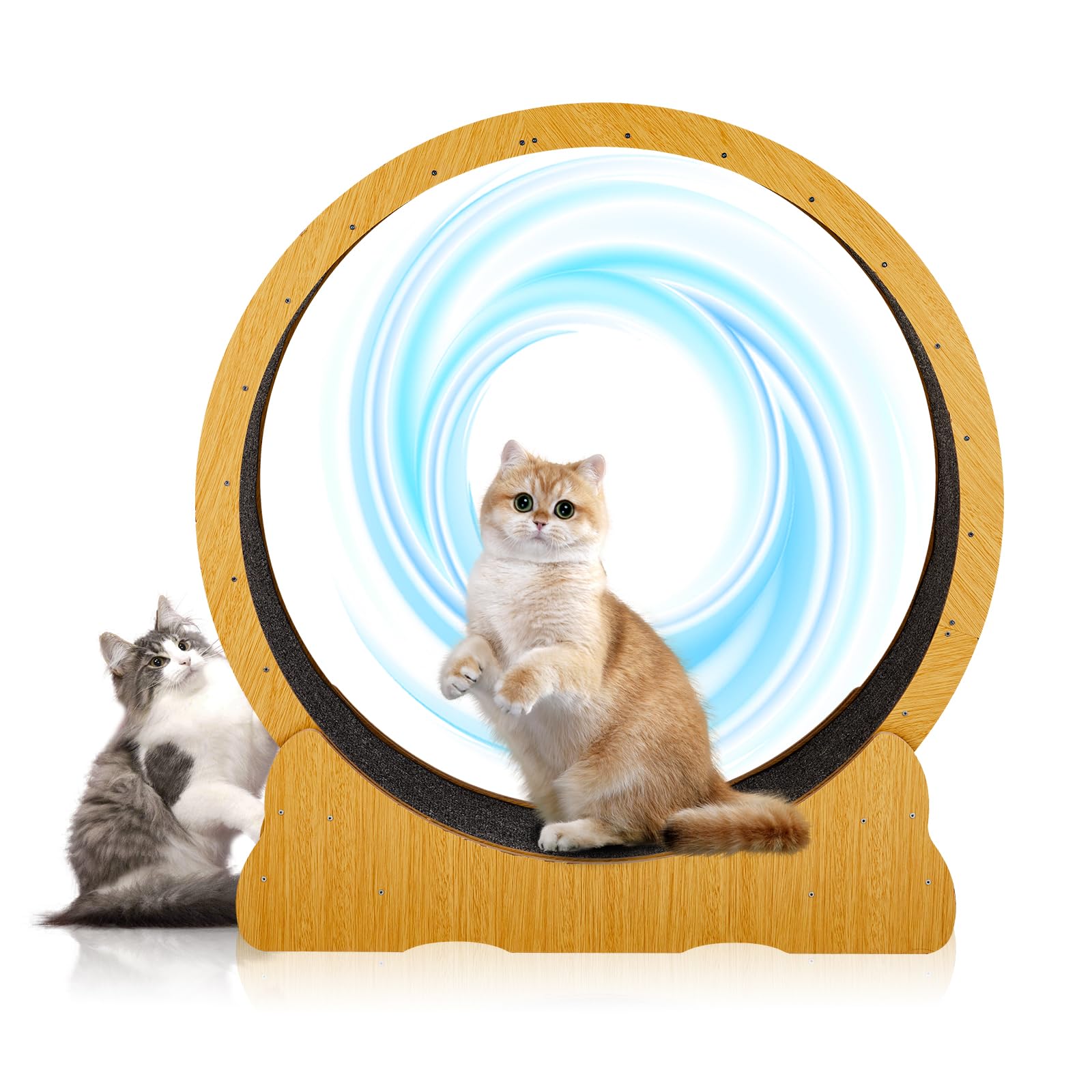 LEADZM Ruota di esercizio per gatti 100 cm, ruota per gatti di grandi dimensioni, pannello in fibra ad alta densità, resistente ai graffi, stabile e silenziosa, peso massimo 11 kg, colore del legno