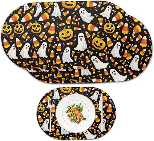 Miniatura 93 de Juego de 6 manteles individuales lavables para mesa de comedor, resistentes al calor, mesa de cocina, decoración del hogar, lavable, ovalada, de