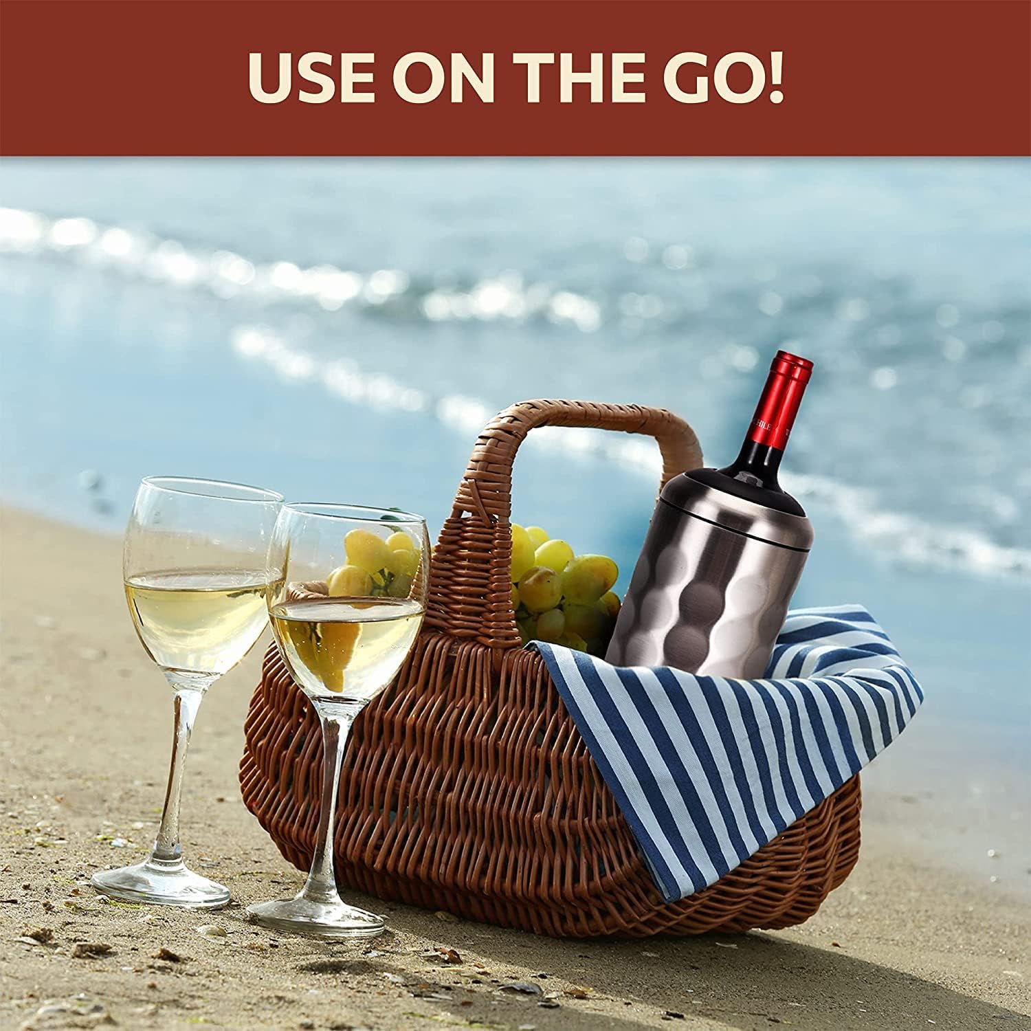 Premium Wine Chiller - 750ml Stainless Steel Bottle Cooler, Double-Walled & Vacuum Insulated - Keeps Wine Cold for 6+ Hours - Perfect Gift for Wine Lovers - Fits Most Champagne Bottles - Image 7