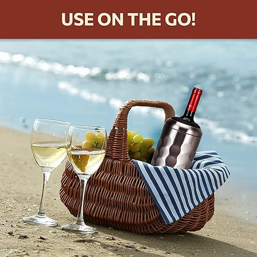 Miniatura 7 de Enfriador de vino prémium – Enfriador de botellas de acero inoxidable de 25.4 fl oz, doble pared y aislado al vacío, mantiene el vino frío durante