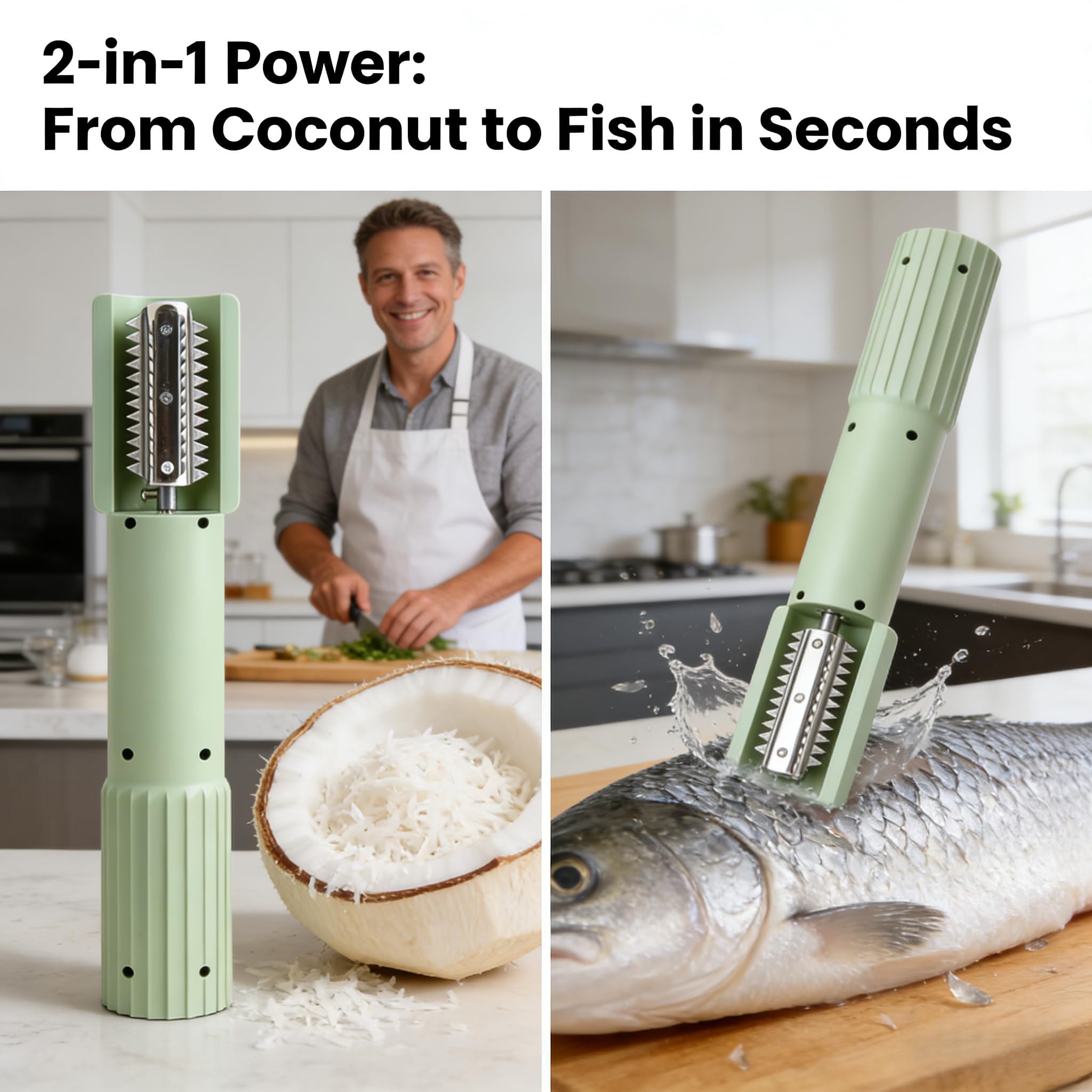 Grattugia elettrica per Cocco, grattugia per Cocco Portatile Senza Fili con antispruzzo, Motore da 125 W 7000 Giri/min, Lame in Acciaio Inossidabile, per Dessert al Latte di Cocco e rimoz Black+White