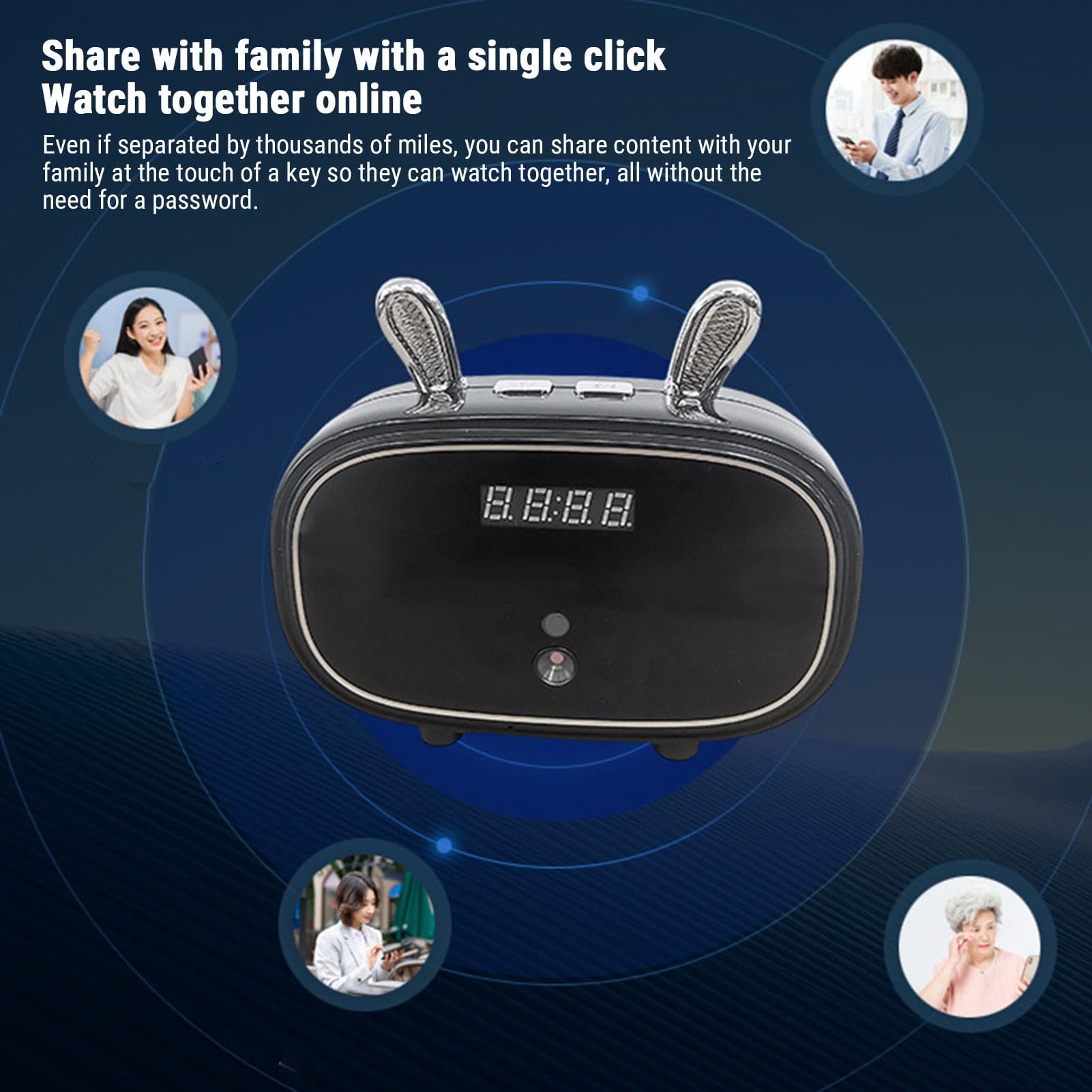 Cámara de Reloj Despertador WiFi FHD de 2,4 GHz, Altavoz de Seguridad Inteligente de Gran Angular de 130 con Rotación Panorámica, Alertas de Detección de Movimiento, Cámara de