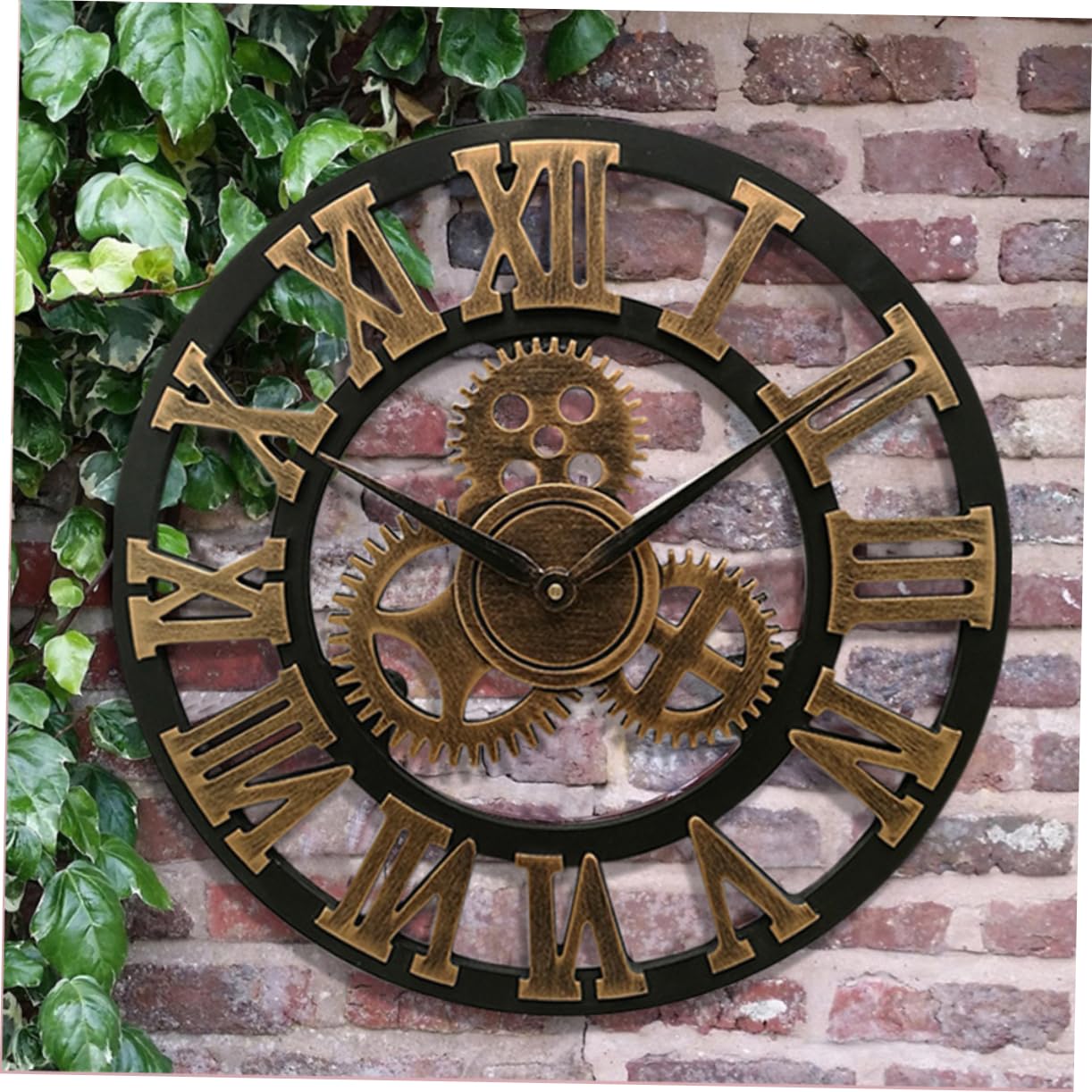 ABOOFAN 34cm Retro Wanduhr aus Metall im Industriedesign mit Zahnradmotiv Dekorative Hängeuhr ohne Batterie für Wohnzimmer Küche Schlafzimmer