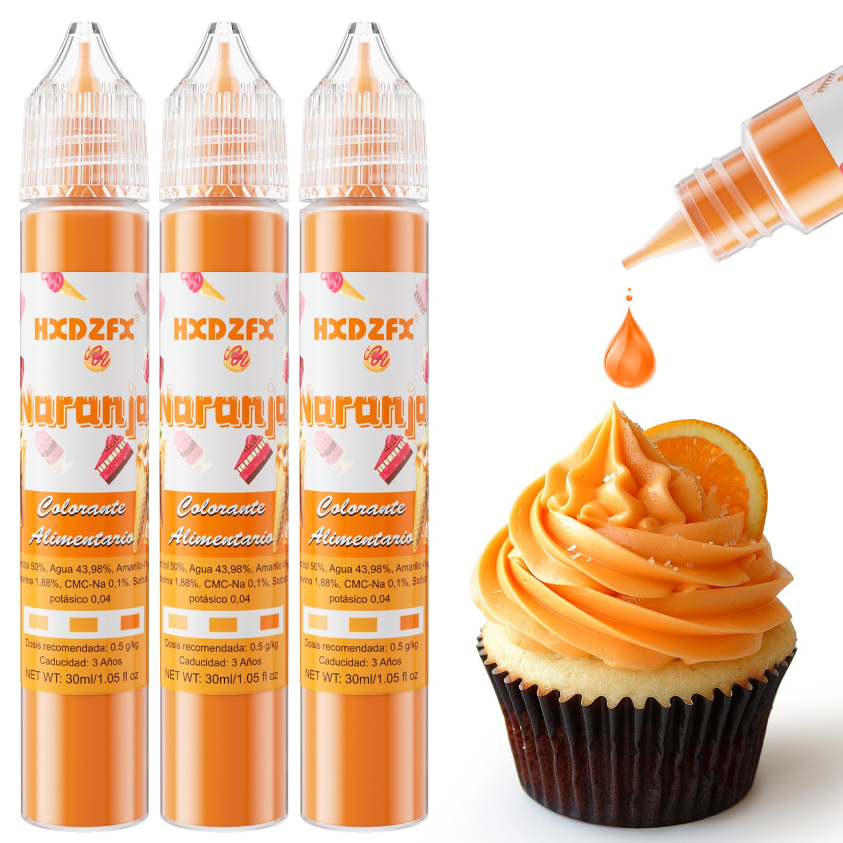 Colorante Alimentario Rojo - 30ml×3 Botellas Colorante Alimentario Alta Concentración Liquid Set para Repostería, Decoración de Tartas, Caramelos, Bebidas, Macarons — view 7