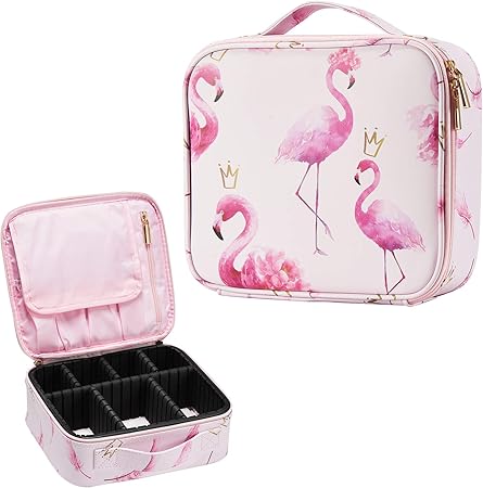 Amazon Hapilife メイクボックス 持ち運び 化粧ポーチ プロ用 化粧バッグ 大容量 かわいい コスメボックス 防水 仕切り 化粧道具 メイク収納 小物入れ メイクブラシバッグ 多機能 高級感 おしゃれ 收納抜群 メイクポーチ フラミンゴ ピンク Hapilife メイク