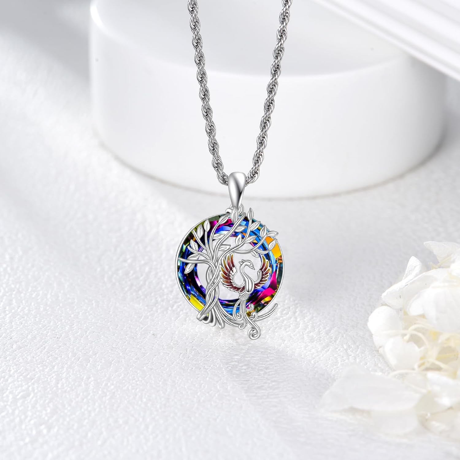 Phoenix Necklace 925 Sterling Silver Crystal Pendant Nirvana Phoenix Bird Jewelry Gifts for Women - Image 3