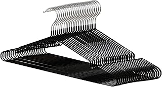 COM-FORT HOUSE | Percha Metal | Color Negra | Antideslizantes y Resistentes | Perchas para Ropa | Ideal para Chaquetas, Pantalones o Blusas | 24 Unidades