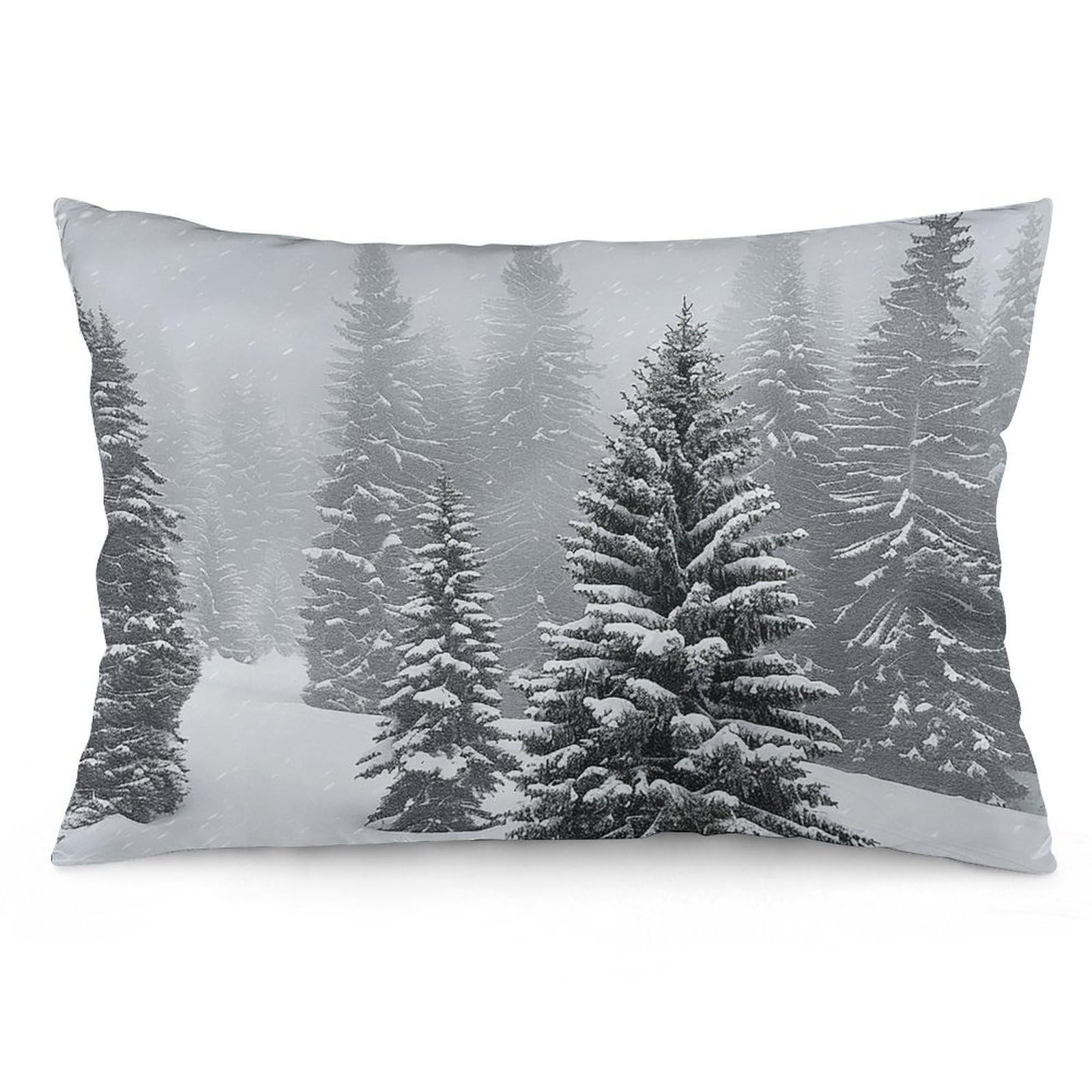 NONHAI 2 Pack Pillow Cases for Hair and Skin, Soft Breathable Pillow Case Covers with Hidden Zipper, Snow and Pine Trees Pillowcase 16 "x24 Pillow Covers for Sleeping Gift