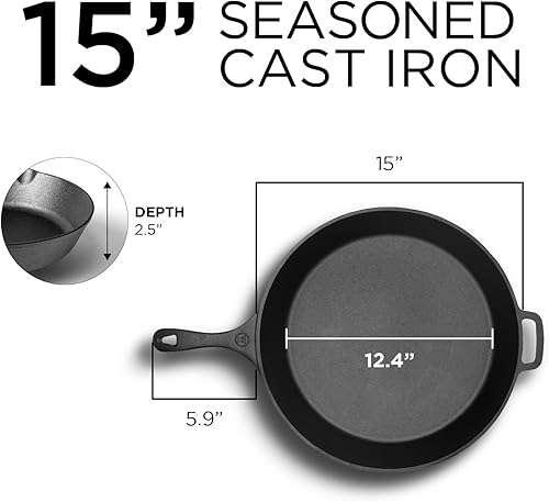 Miniatura 28 de Commercial CHEF Sartén de hierro fundido, sartén cuadrada de hierro fundido pre-sazonado de 10.5 pulgadas