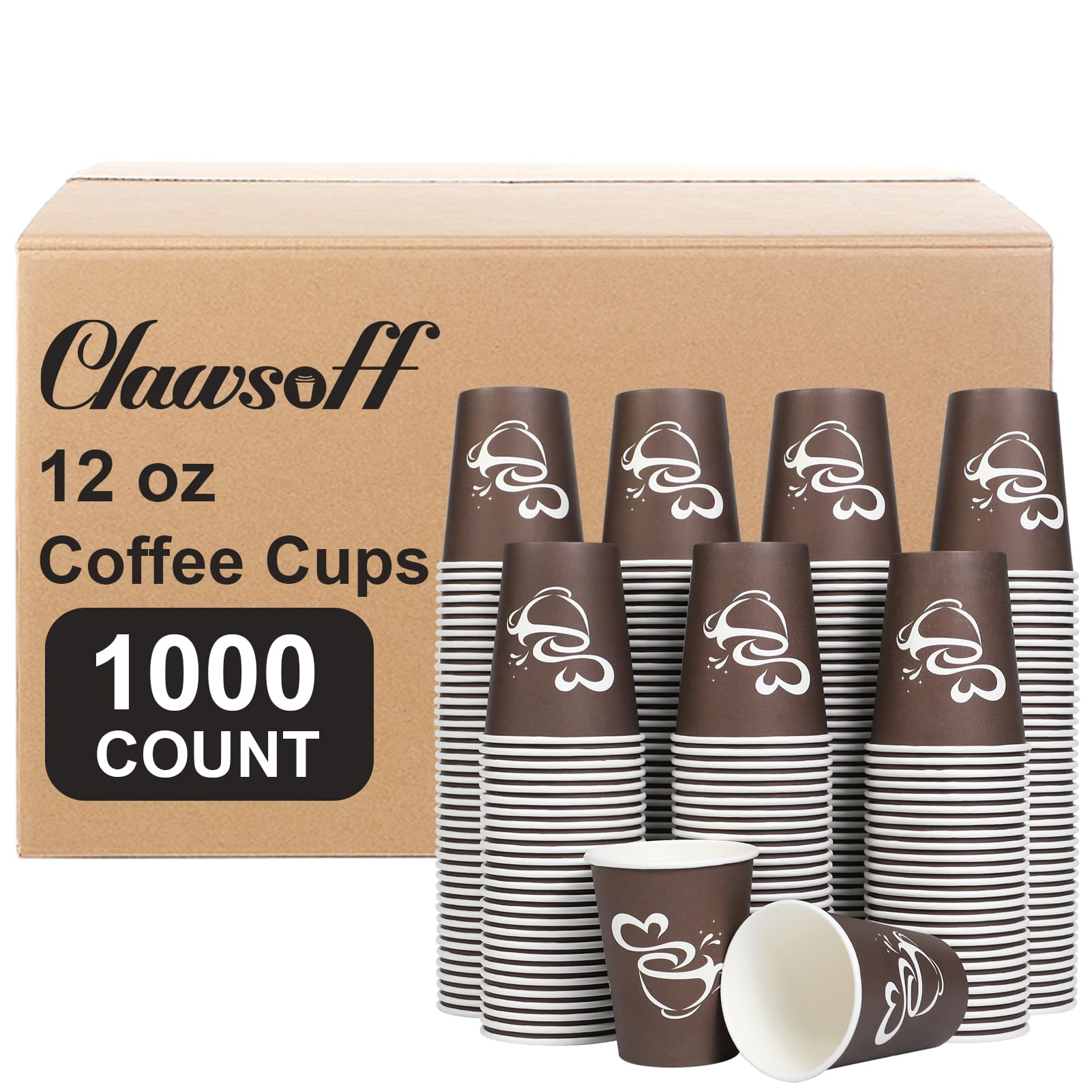 Disposable Coffee Cups - 300 Pack 12oz Brown -8