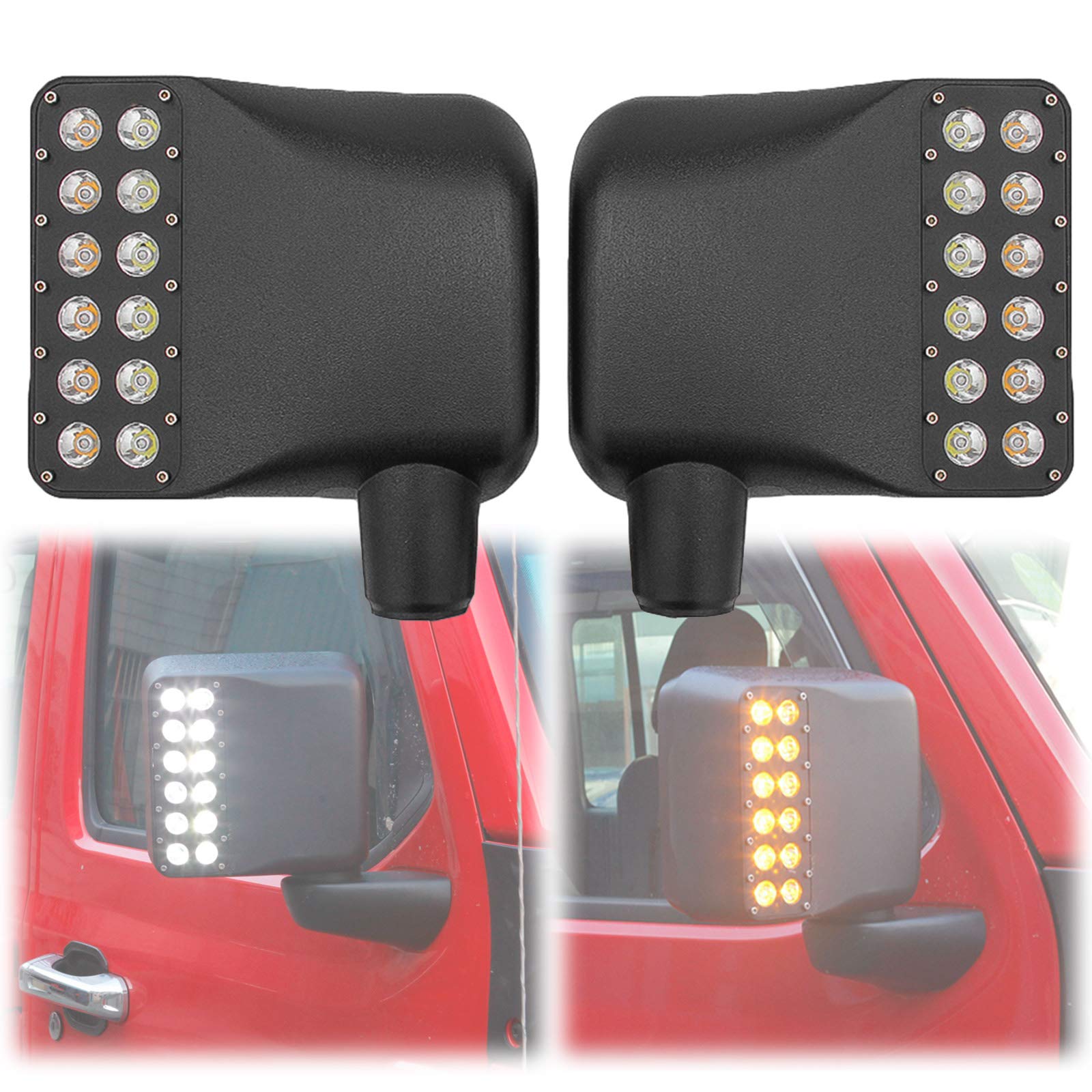 Buy KMFCDAE Side View Mirror Housing with LED White DRL Amber Turn