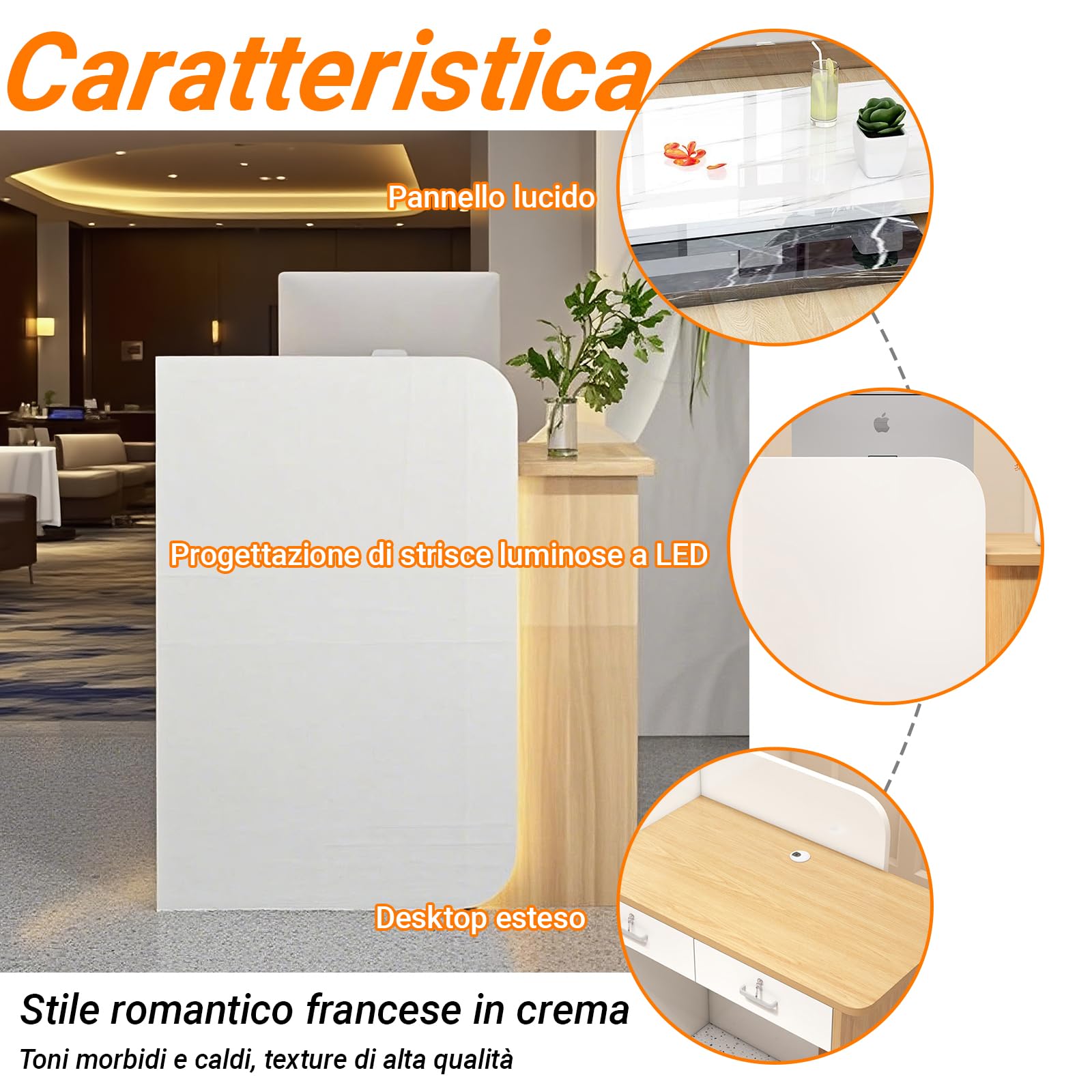 Bancone Negozio Cassa Tavolo, Reception Estetica, Banco Reception Ufficio, per Ufficio,Hotel,Negozi di Abbigliamento,Pasticcerie,Frutterie(Nero)