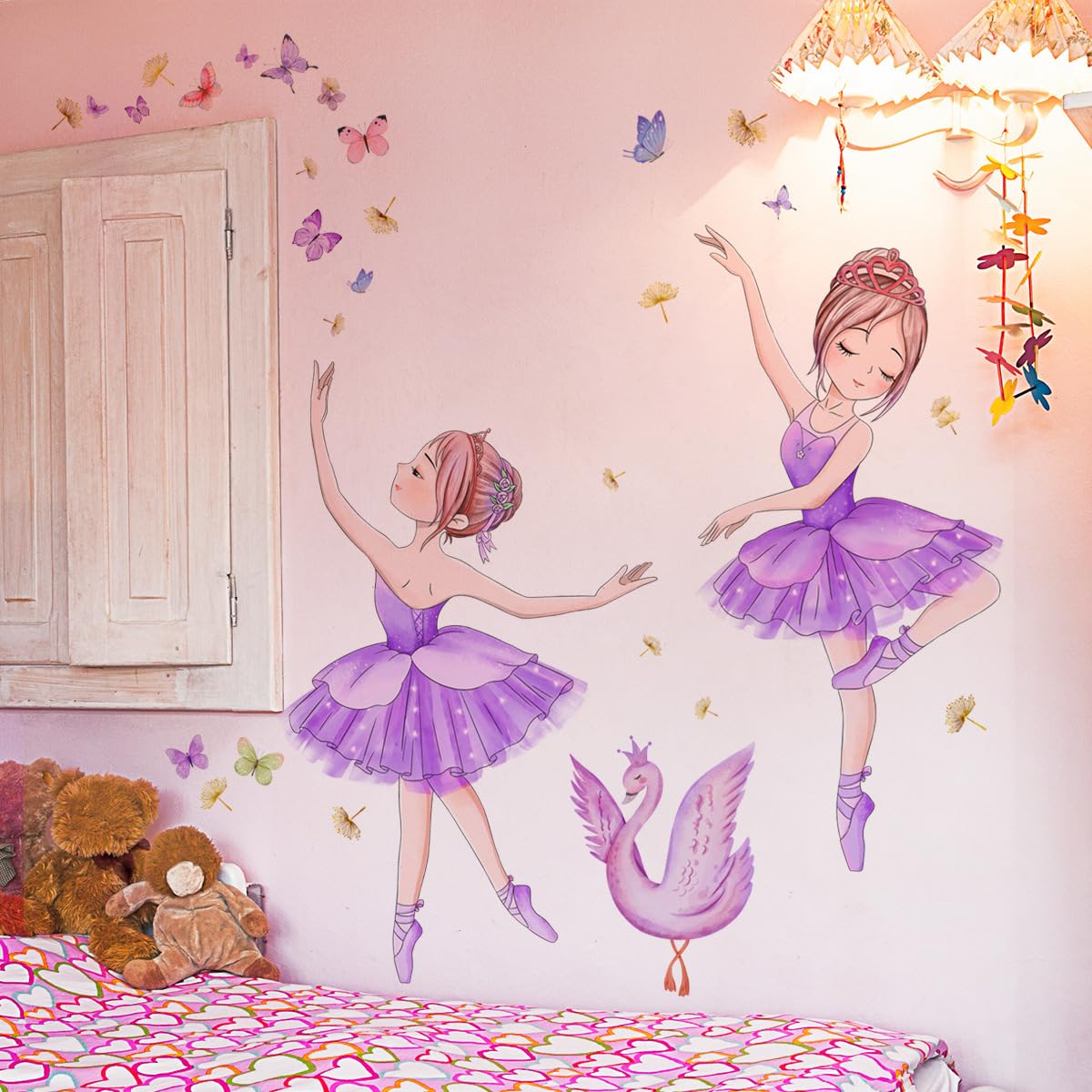 SUPERDANT 8 Estilos Calcomanías De Pared De Ballet – Bailarinas, Zapatos Y Mariposas, Decoración Para Habitación De Niñas