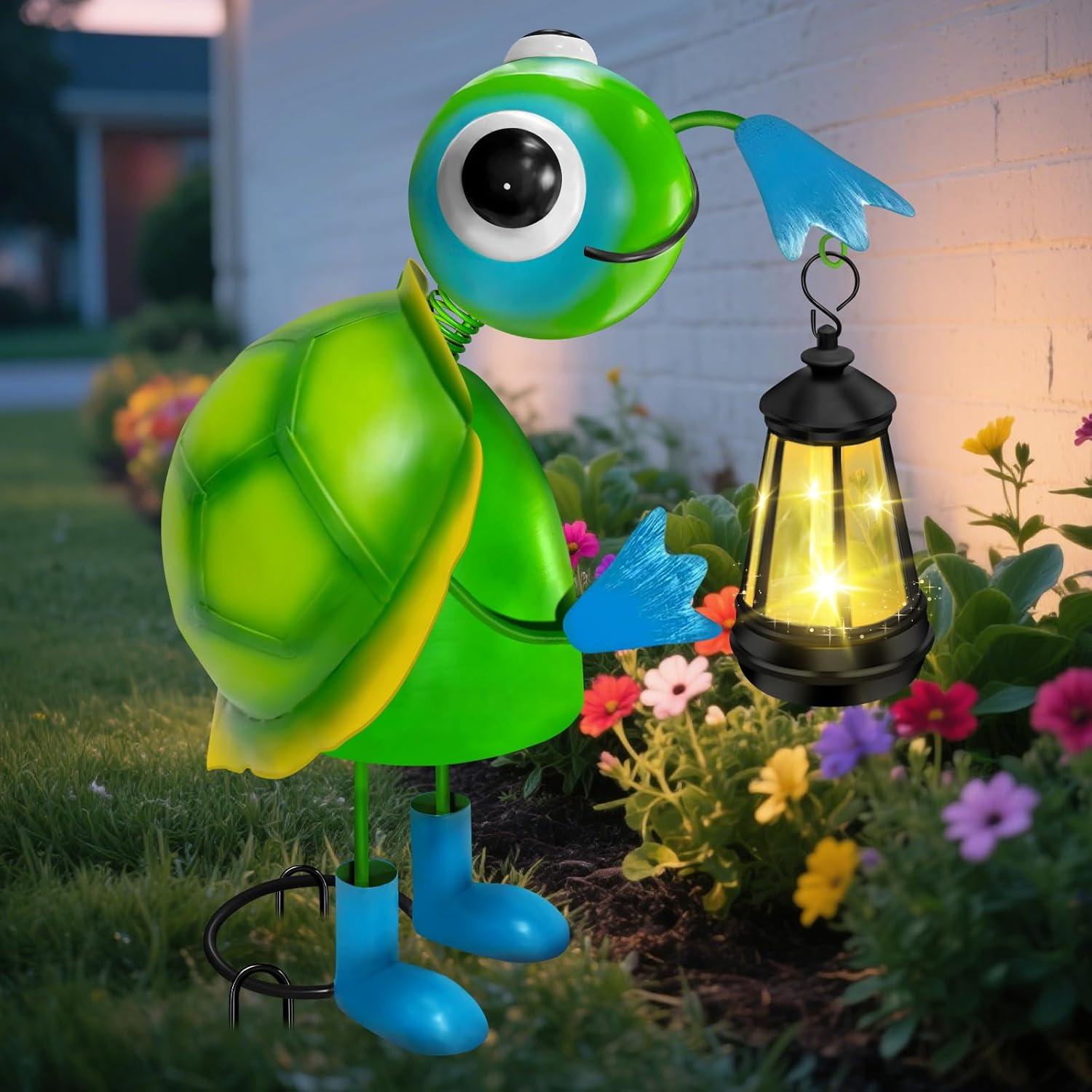 Solar Garden Lights Turtle Statue with Solar Lantern Lights,13.78in Tall Big Metal Turtle Garden Decor,Birthday Gifts for Women Mom,Decorative Stakes for Home Decorations,Patio,Porch,Yard Art,Ornament - Image 2