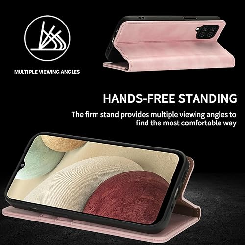 Miniatura 5 de Funda tipo cartera para Samsung Galaxy A12 con bloqueo RFID, soporte de ranura para tarjetas, funda protectora de cuero con tapa magnética fuerte