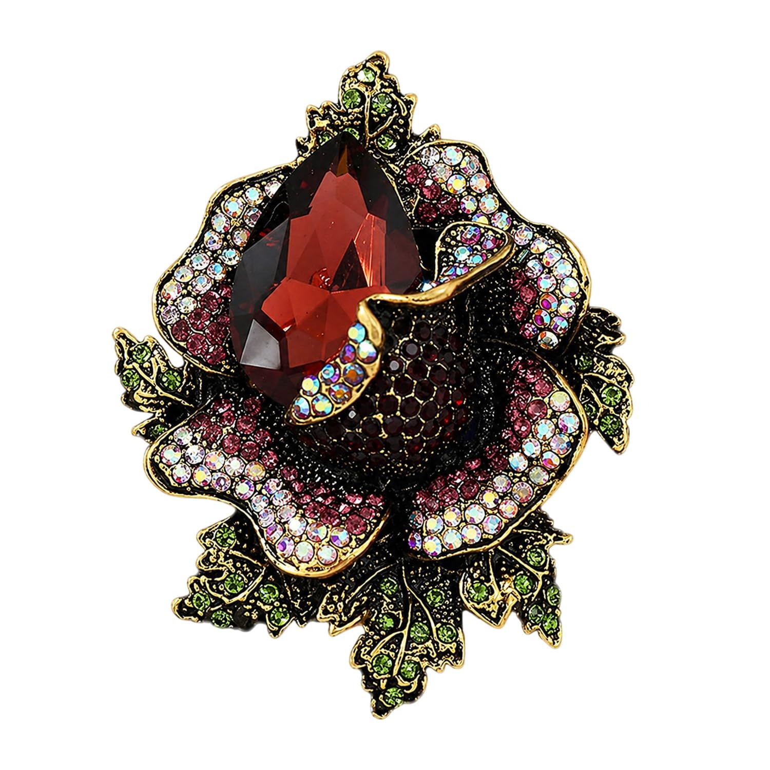 Brooch Pin Fashion Crystal Rhinestone Jewellery Pin Vintage Accessories Decoration Clothing Bouquet Brooches for Bridal Women Girl (BROWN-ROSE-BROWN)-image-47